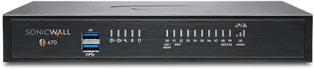 SONICWALL 670
U0
50/CH 0:0208 X0 X1 X2 X3 X4 X5 X6 X7 X8 X9 U0 LAN/WAN 10/5/2.50 WWAN MGMT
SSC