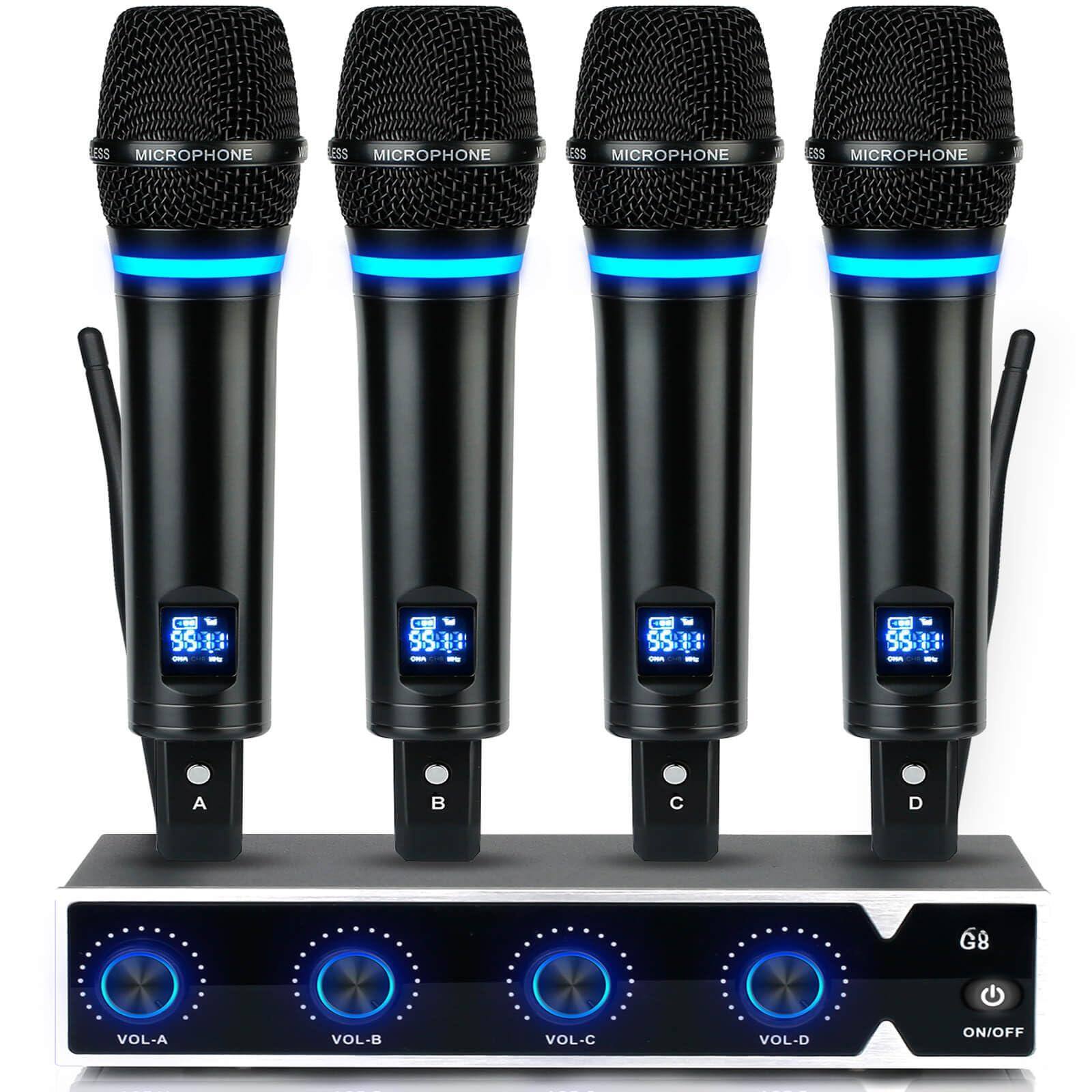 METALTON 4 Microphone System Pro Uhf Metal Microphones Mics With Echo ...