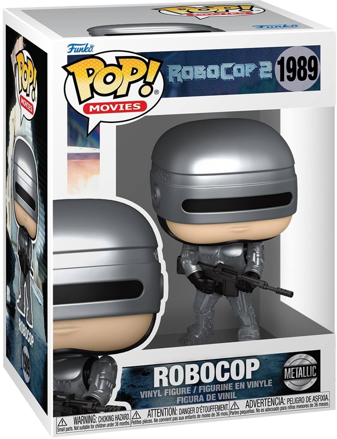 Funko POP! Movies  
RoboCop 2 1989  
RoboCop Metallic Figure / Figurine en Vinyle / Figura de Vinil  
Warning: Choking Hazard. Small parts. Not suitable for children under 36 months.  
Attention: Danger d'étouffement. Petites pièces. Ne convient pas aux enfants de moins de 36 mois.  
Advertencia: Peligro de asfixia. No es adecuado para niños menores de 36 meses.