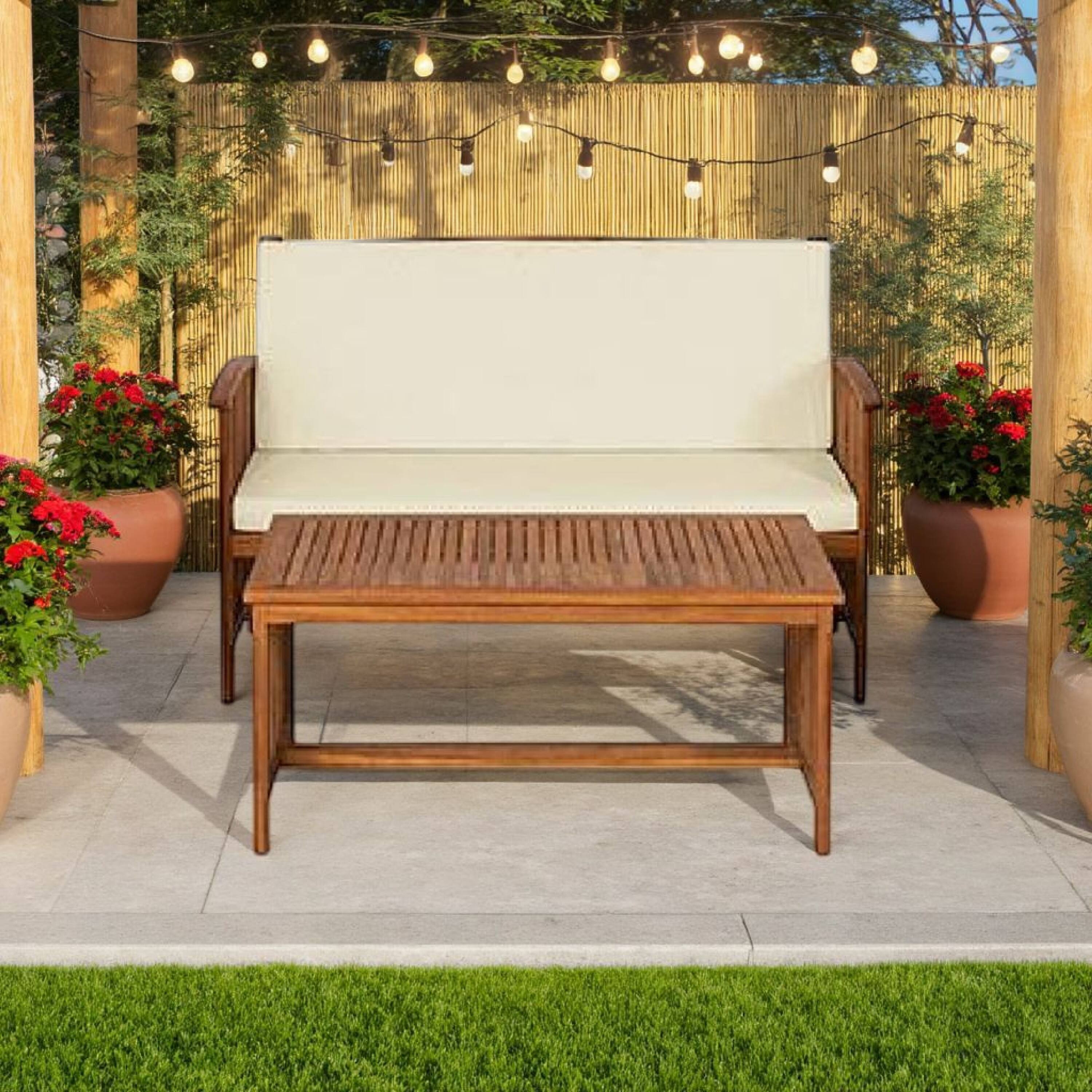 Alt View 5. Manhattan Lane - Kaila 2pc Outdoor Table and Loveseat Set, Beige Cushion - Beige, Natural Brown.