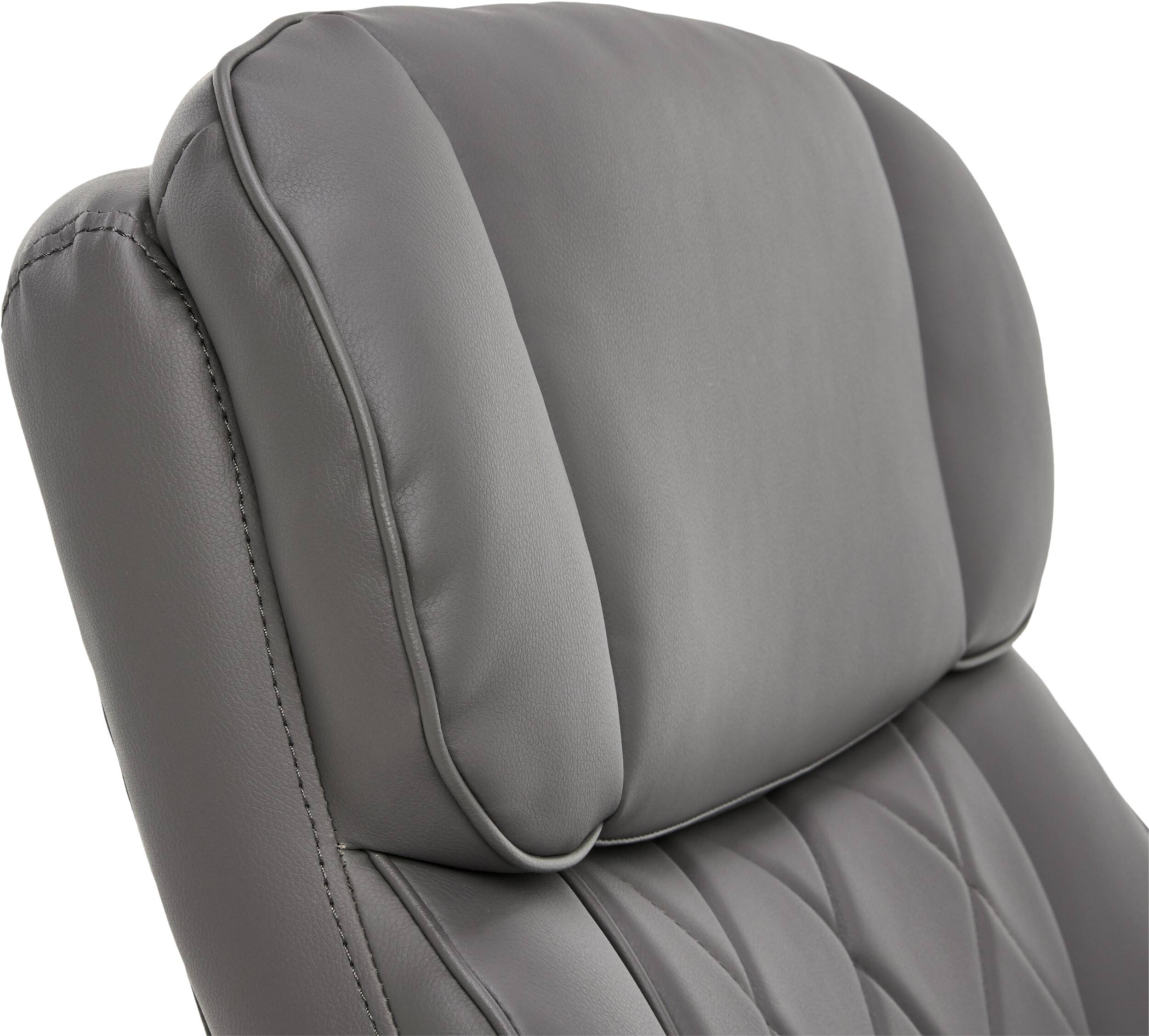 Alt View 13. La-Z-Boy - Comfort and Beauty Sutherland Diamond-Quilted Bonded Leather Office Chair - Moon Rock Gray.
