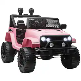 Aosom - 12V Kids Ride On Truck with Parent Remote, Battery Powered Electric Car with Suspension, Adjustable Speed, LED Lights