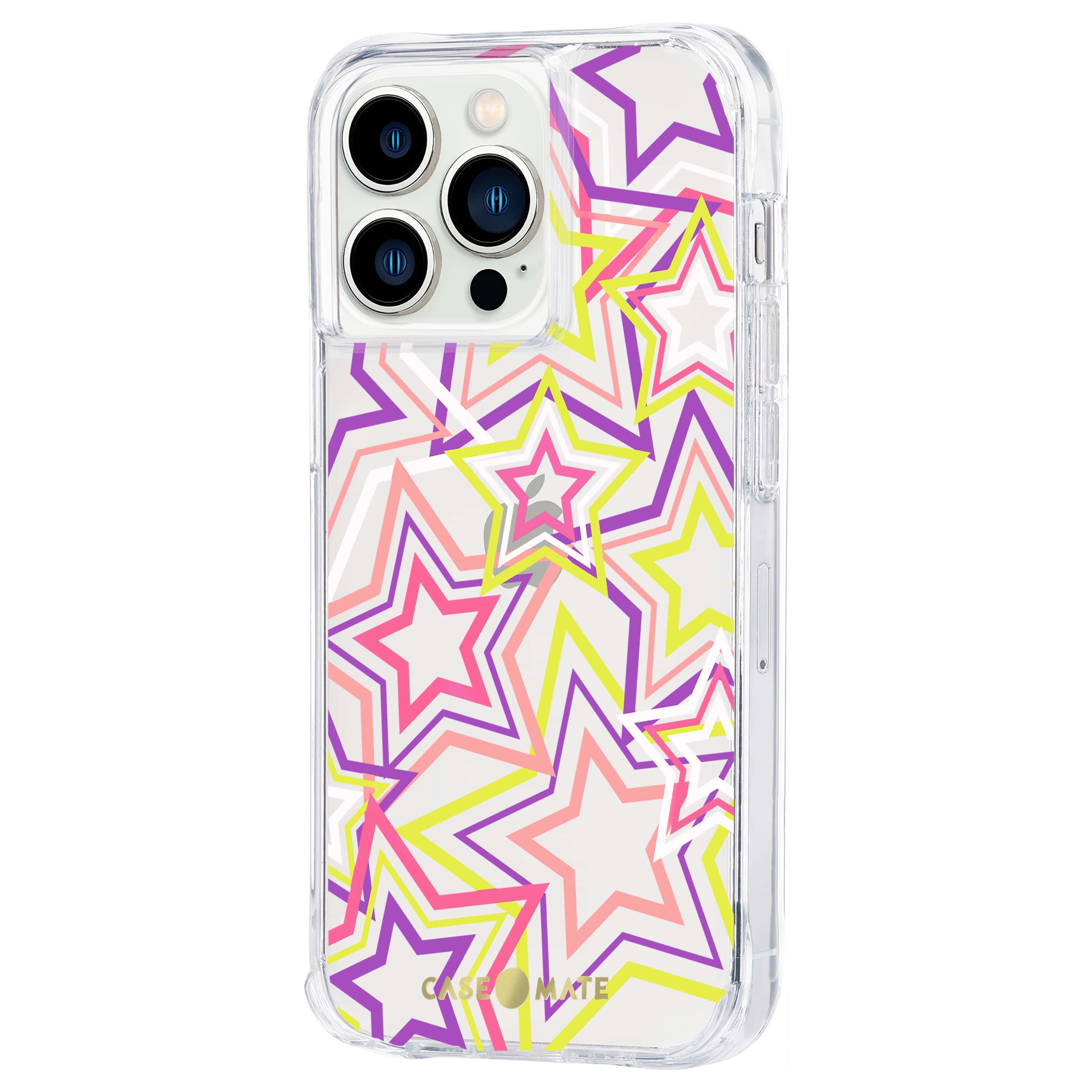 Left. Case-Mate - Print Hardshell Case for iPhone 13 Pro - Neon Stars.