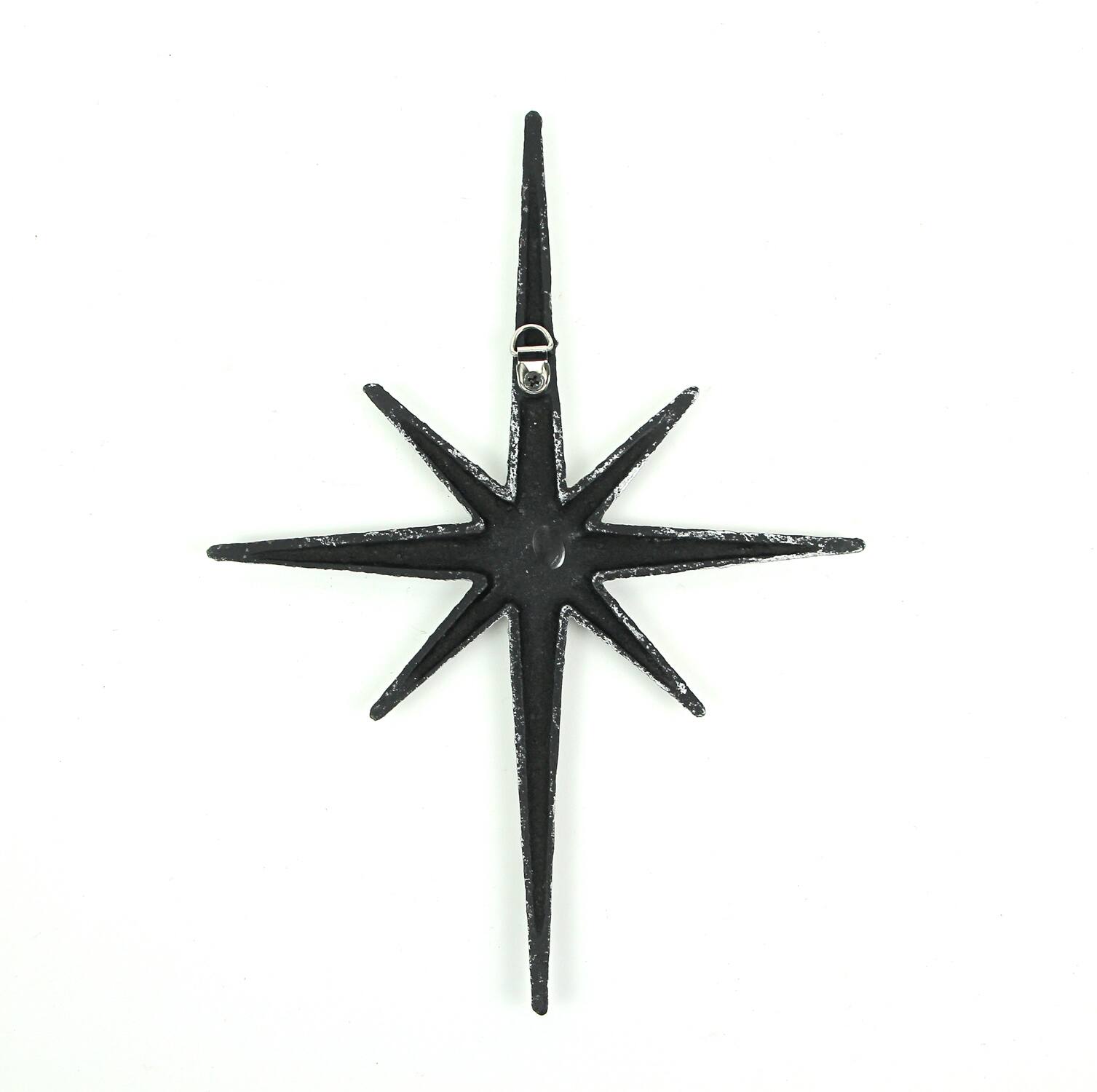 Alt View 3. Zeckos - Set of 6 Metallic Silver Cast Iron Starburst Wall Hangings 8 Pointed Stars - Silver.