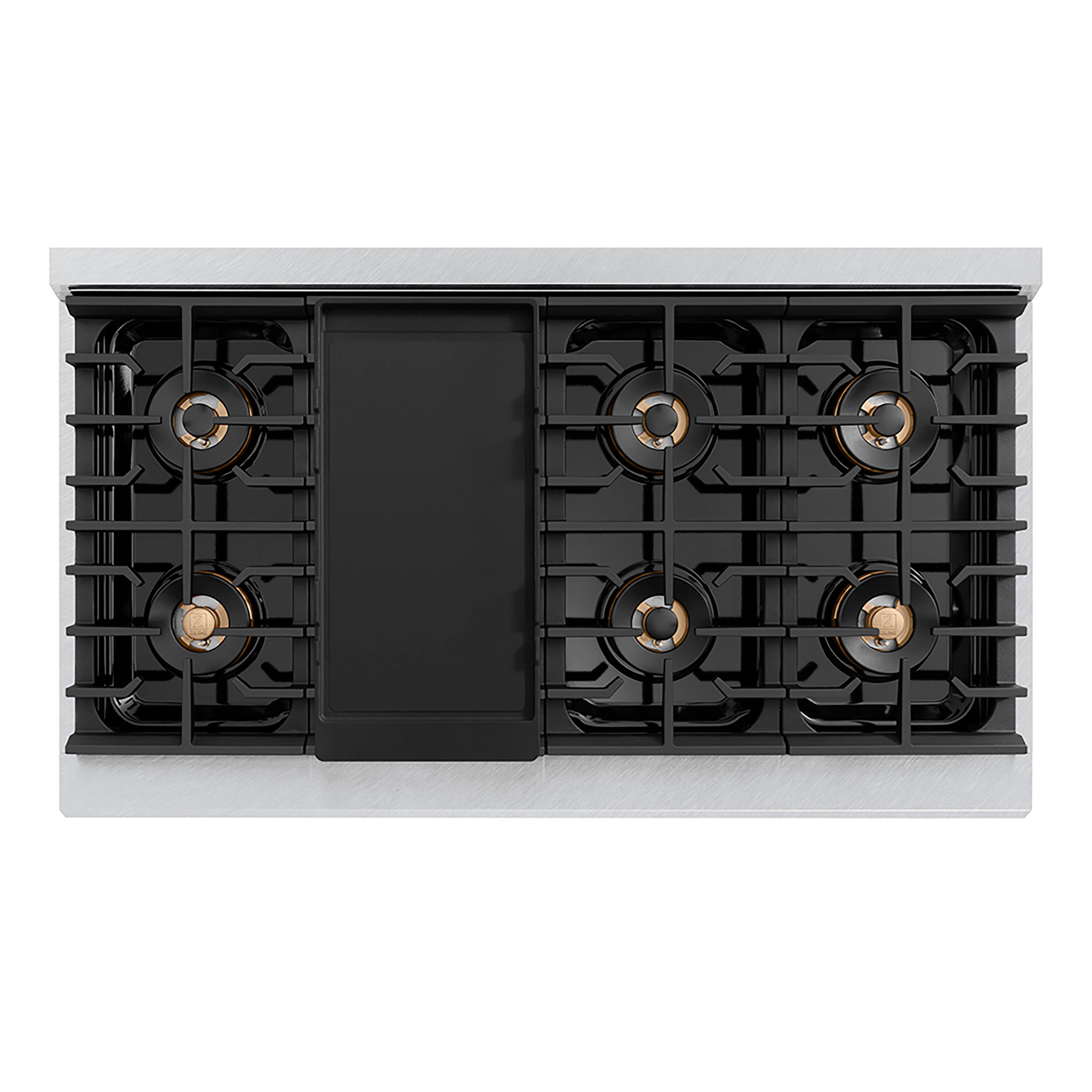 Back. ZLINE - ZLINE 48 in. 6.7 cu. ft. Freestanding Paramount Gas Range with DuoPro Cooktop - Black Matte.