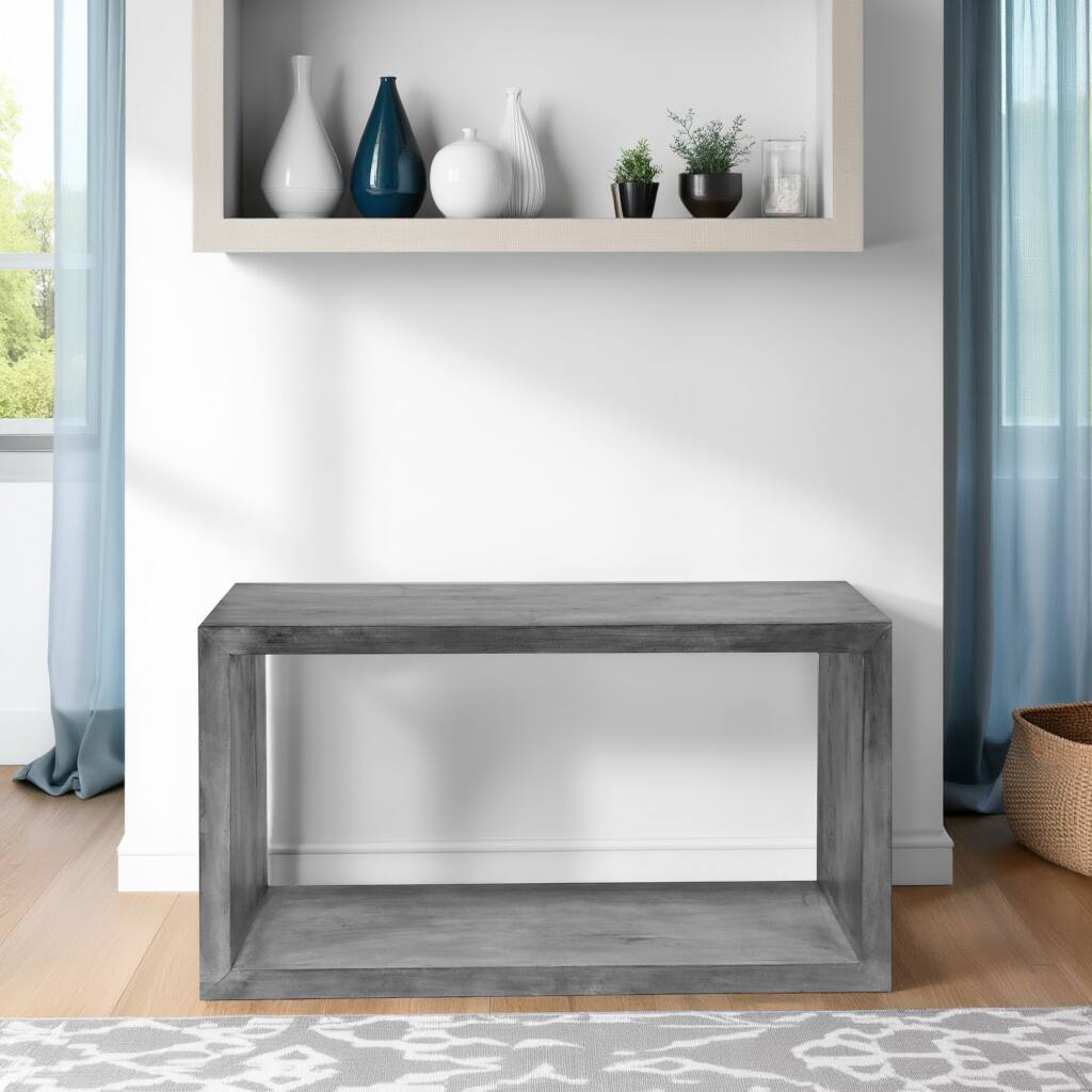 Alt View 7. Manhattan Lane - Keli 52 Inch Cube Shape Wooden Console Table with Open Bottom Shelf - Gray.