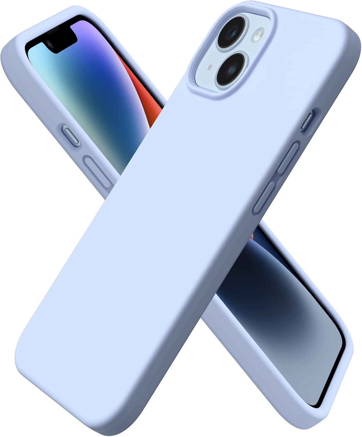 Front. Ornarto - ORNARTO Compatible with iPhone 14 Case 6.1", Slim Liquid Silicone 3 Layers Full Covered Protective Cover-Baby Blue - Baby Blue.