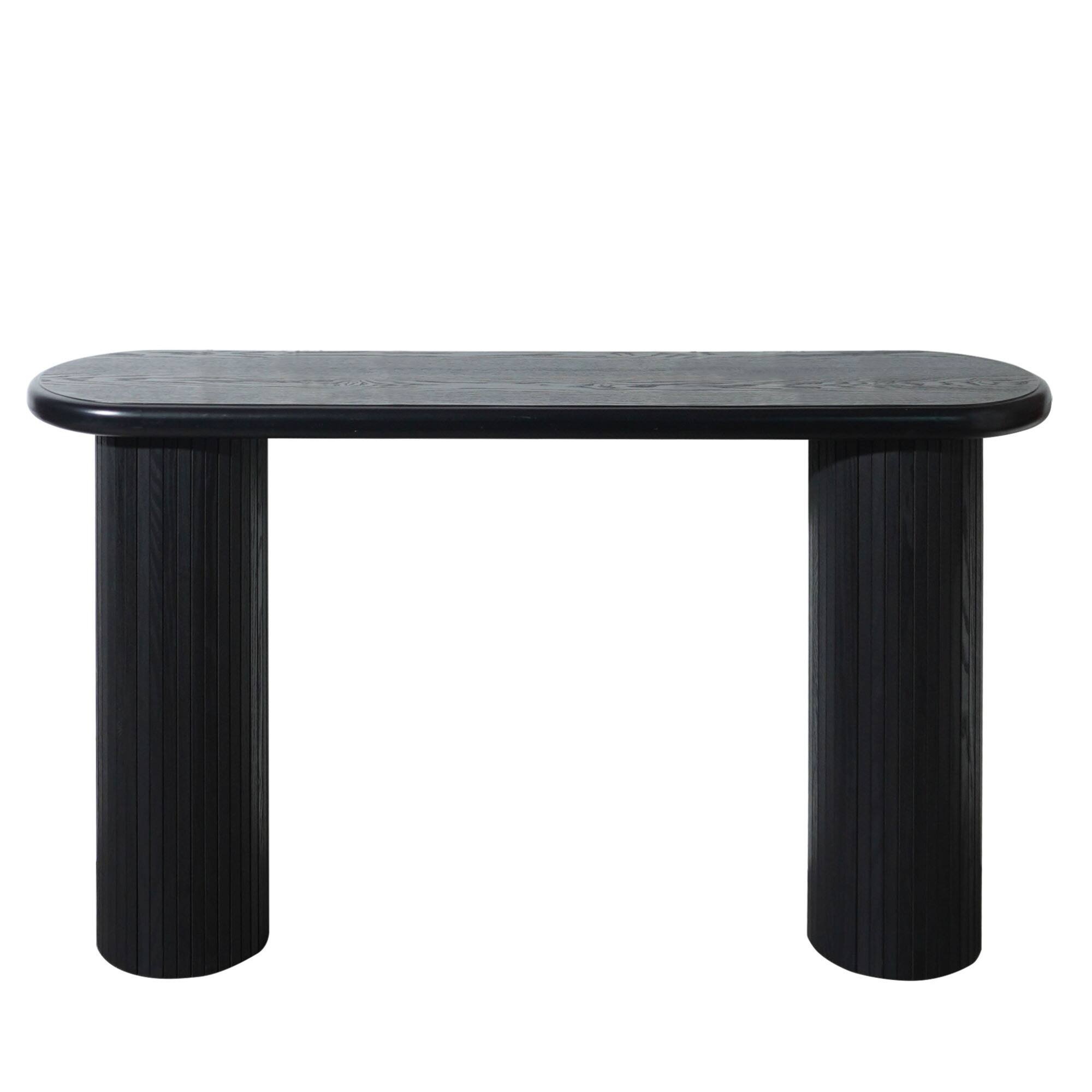 Alt View 1. GOODSILO - Modern Fluted Console Table with Sleek Half-Moon Design and Ribbed Detailing for Living Room Entryway - Black.