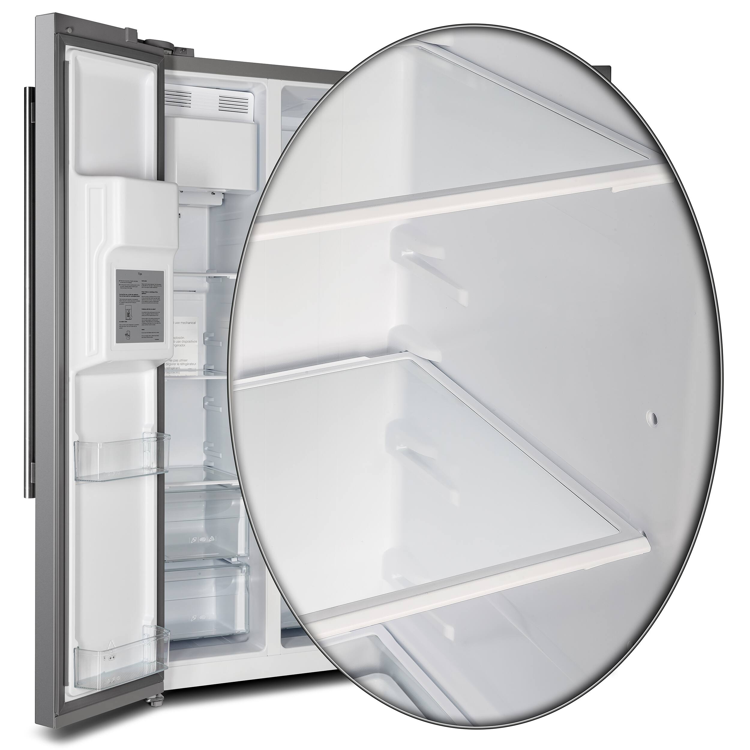 Alt View 9. Forno Appliances - 36 in. Wide Salerno 20 Cu. Ft. Side-by-Side Refrigerator with Extendable Decorative Trim Grill - Stainless Steel.