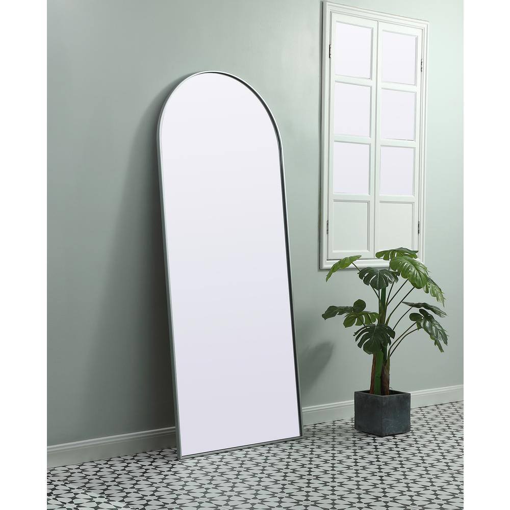 Alt View 3. Elegant Decor - Metal Frame Arch Full Length Mirror 32x76 Inch in Silver - Silver.