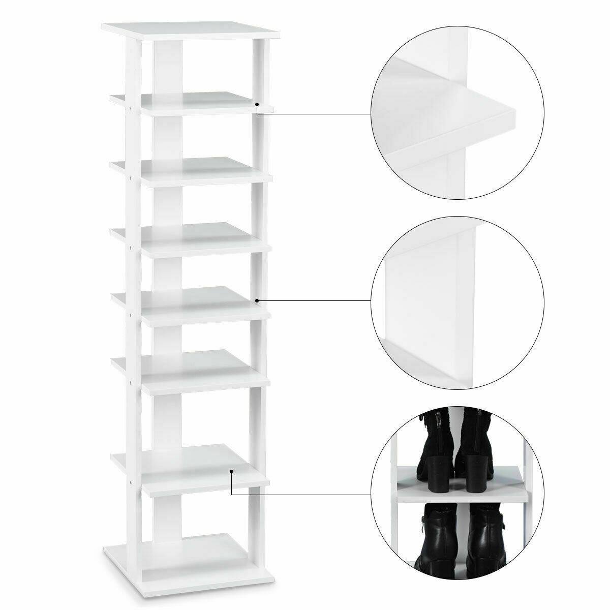 Alt View 7. Costway - Wooden Shoes Storage Stand 7 Tiers Shoe Rack Organizer Multi-shoe Rack Shoebox - White.