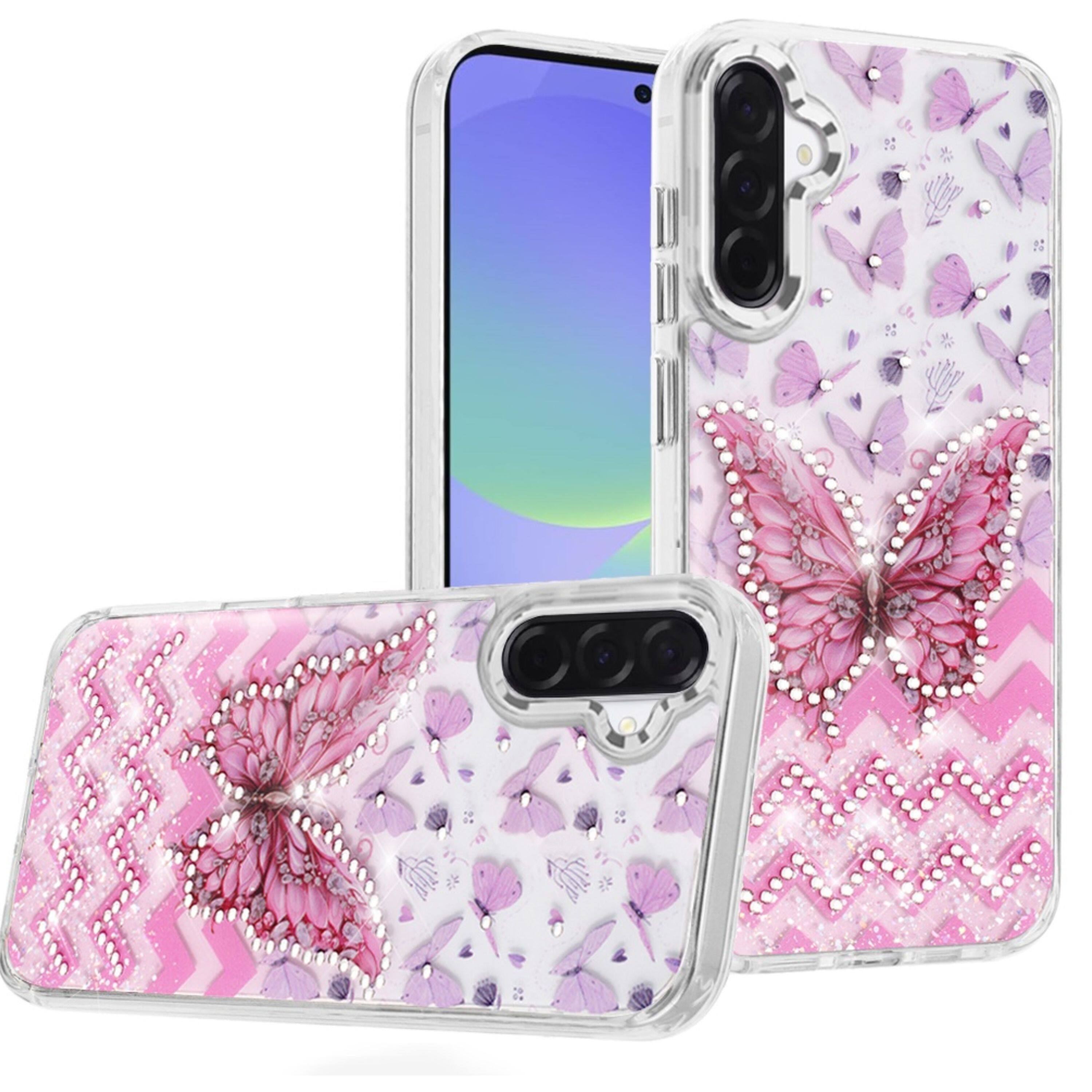Front. Kitcheniva - Colorful Epoxy Jewel Design Case With Tempered Glass For Samsung A37 C - Multicolor.