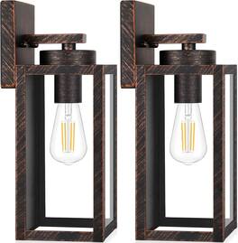Nordic Hygge - 2Pack Outdoor Waterproof Wall Light Fixtures with E26 Sockets and Glass Shades in Brown