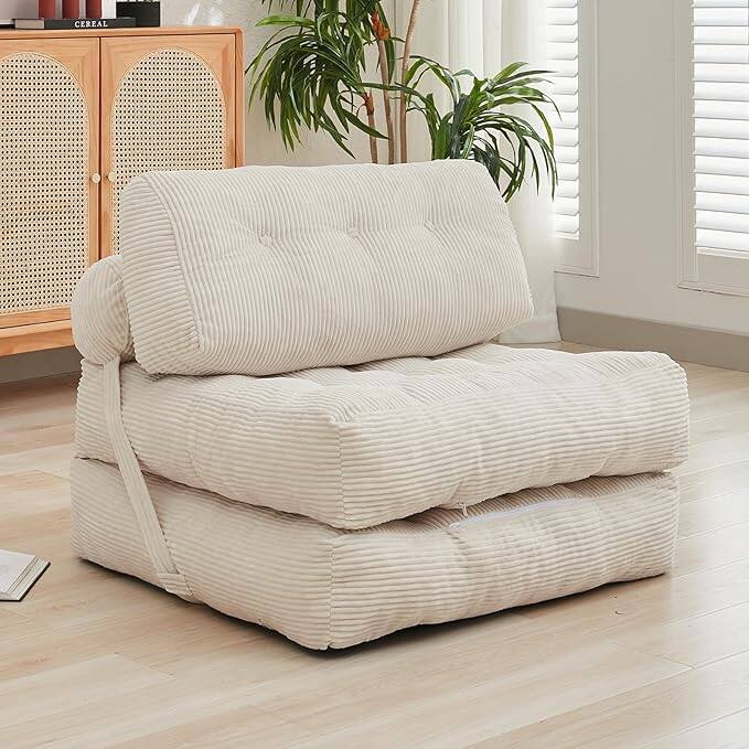 Front. Circus Cirle - 32”W Folding Sofa Bed - Beige.