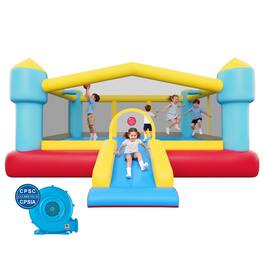 VEVOR - Inflatable Bounce House, 14.7 x 13.8 x 6.8 ft Jumping Bouncy Castle, Inflatable Jumper for Kids with Slide - Multiple Colors