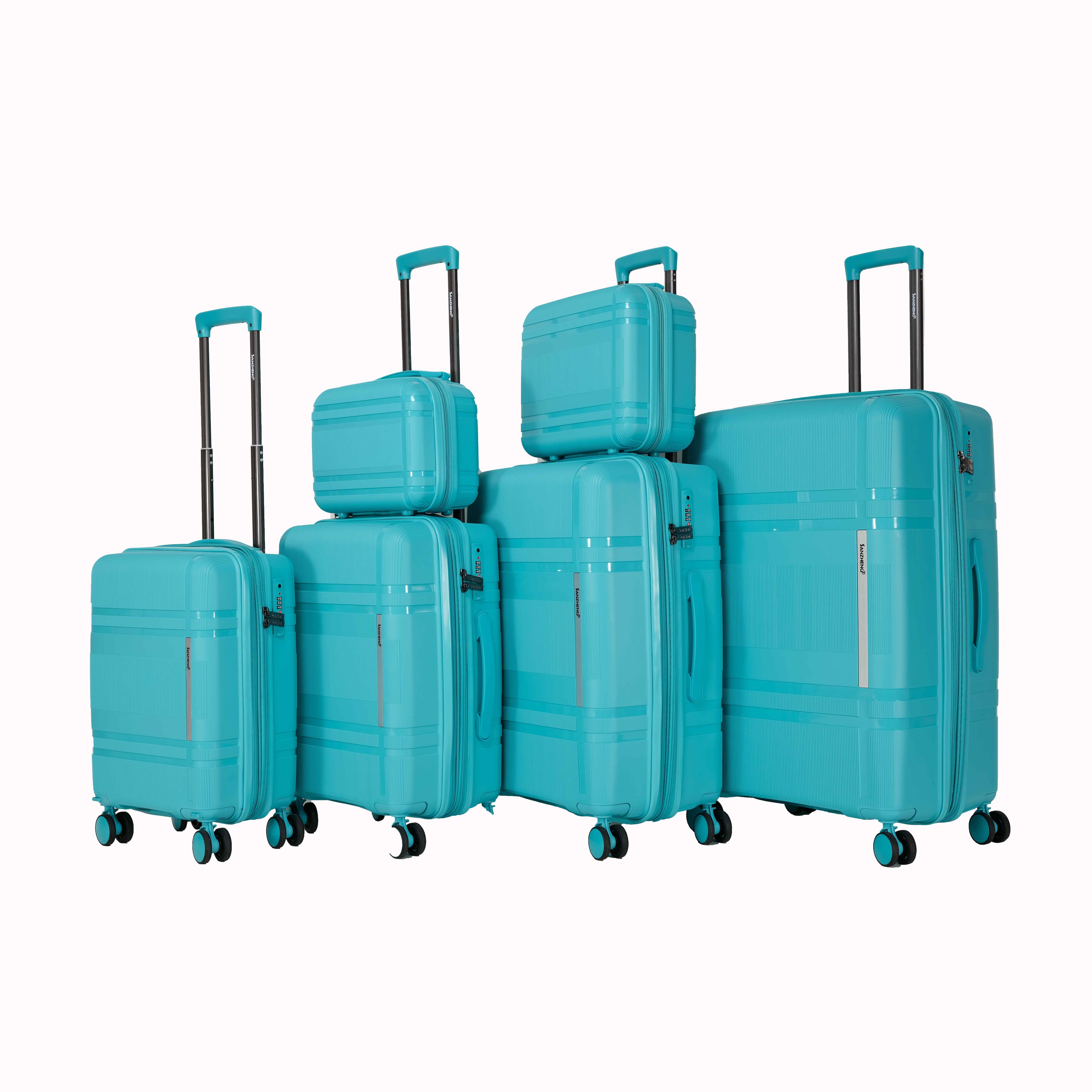 APRILSOUL - Luggage Set with Rotating Wheels suitable for carry on luggage unisex lightweight travel luggage set password lock - Blue