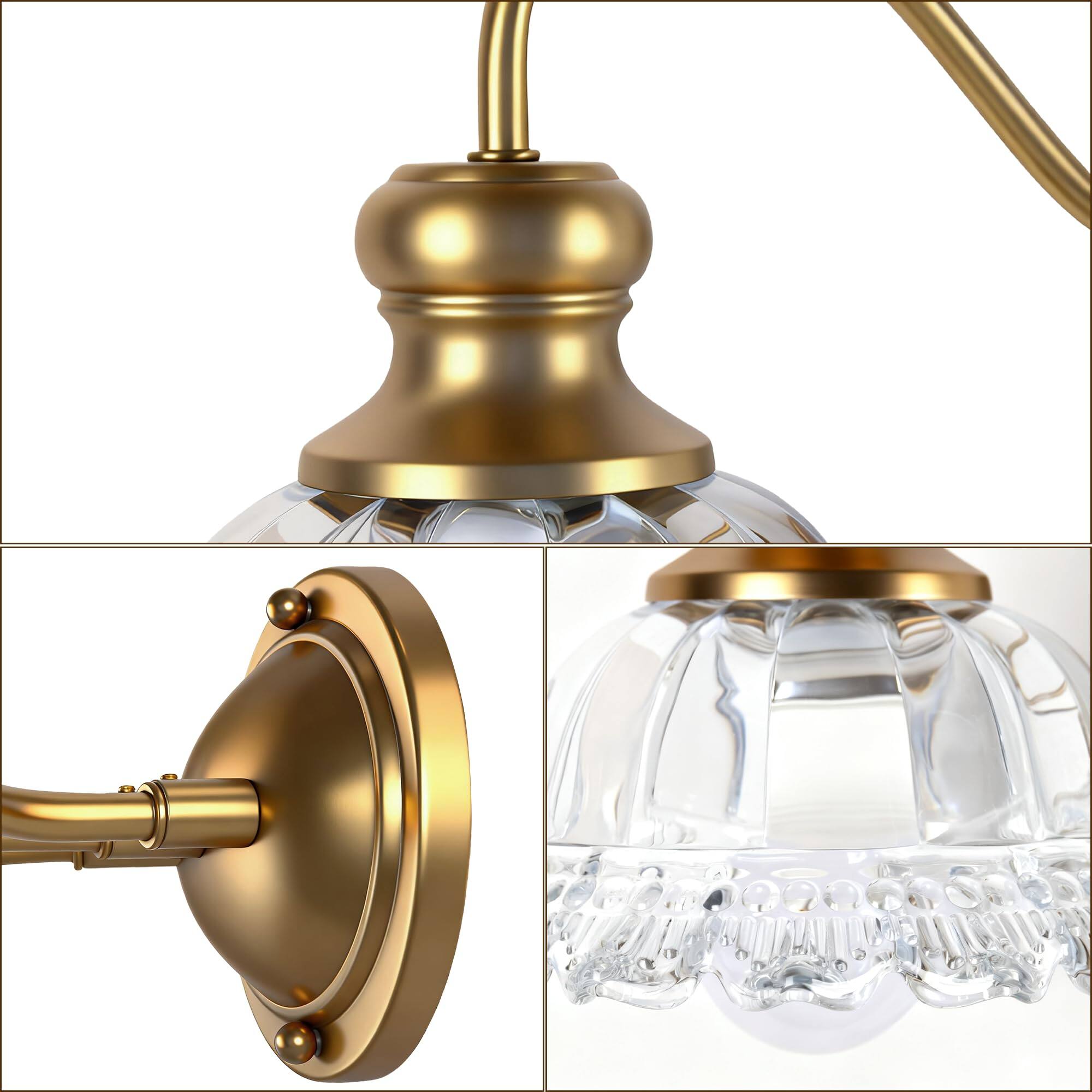Alt View 4. Earthley Blooms - s Bathroom Vanity Light Vintage Fixtures Matte Antique Brass Finish With Crystal Glass Shade Wall Sconces L - Bronze A-3-Light.