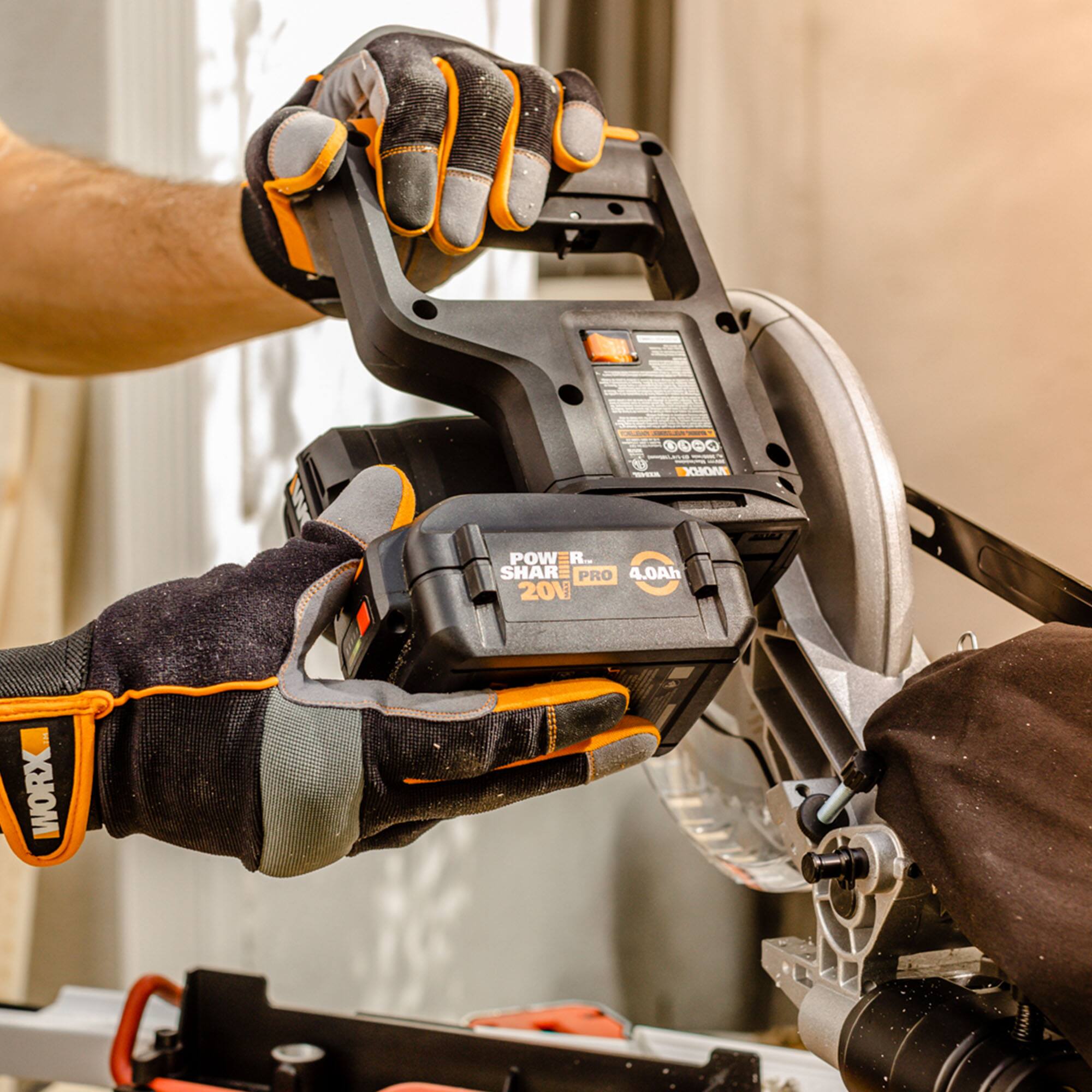 Alt View 19. WORX - 20V 7.25" Cordless Compound Miter Saw (1 x 4.0 Ah Battery and 1 x Charger) - Black.