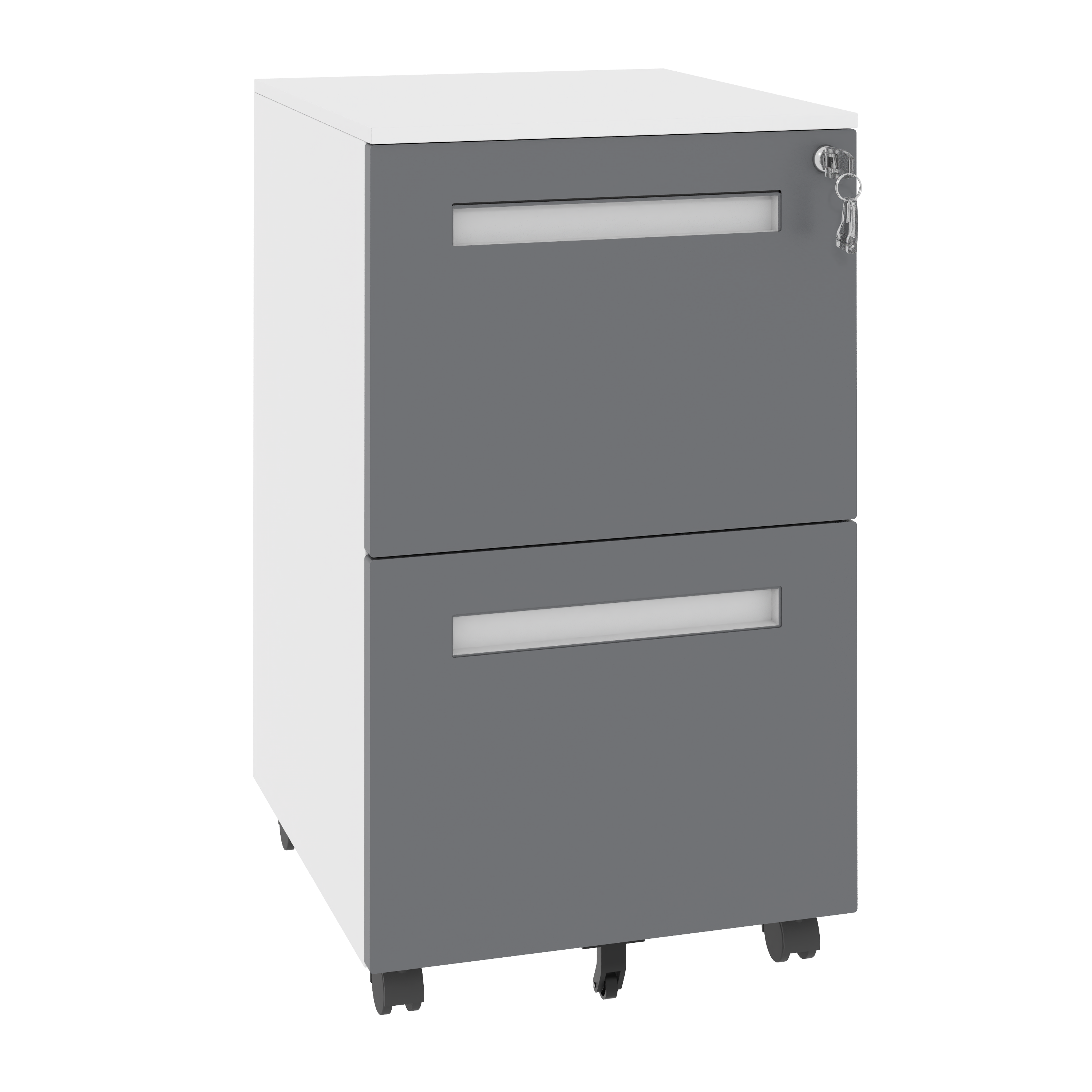 Dexmalle - Dexmalle-2-Drawer Mobile File Cabinet with Lock and Wheels-Gray