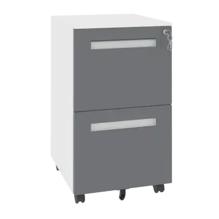 Front. Ecooso - 2 Drawer Mobile File Cabinet with Lock, All-Steel Office File Storage Organizer on Wheels, Fully Assembled - White.