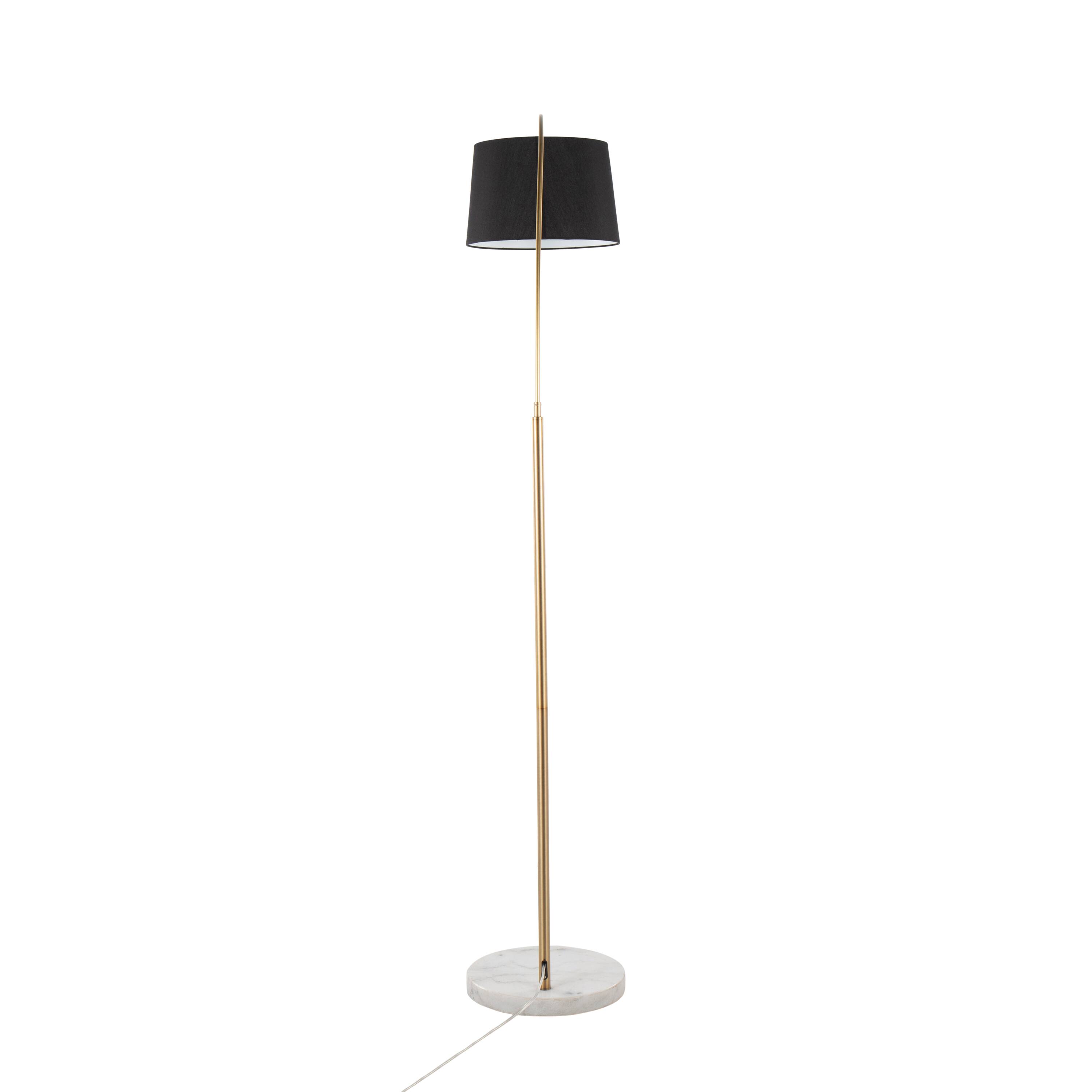 Alt View 1. APRILSOUL - March Contemporary Floor Lamp in White Marble and Antique Brass with Black Linen Shade Metal by LumiSource - Antique Brass.