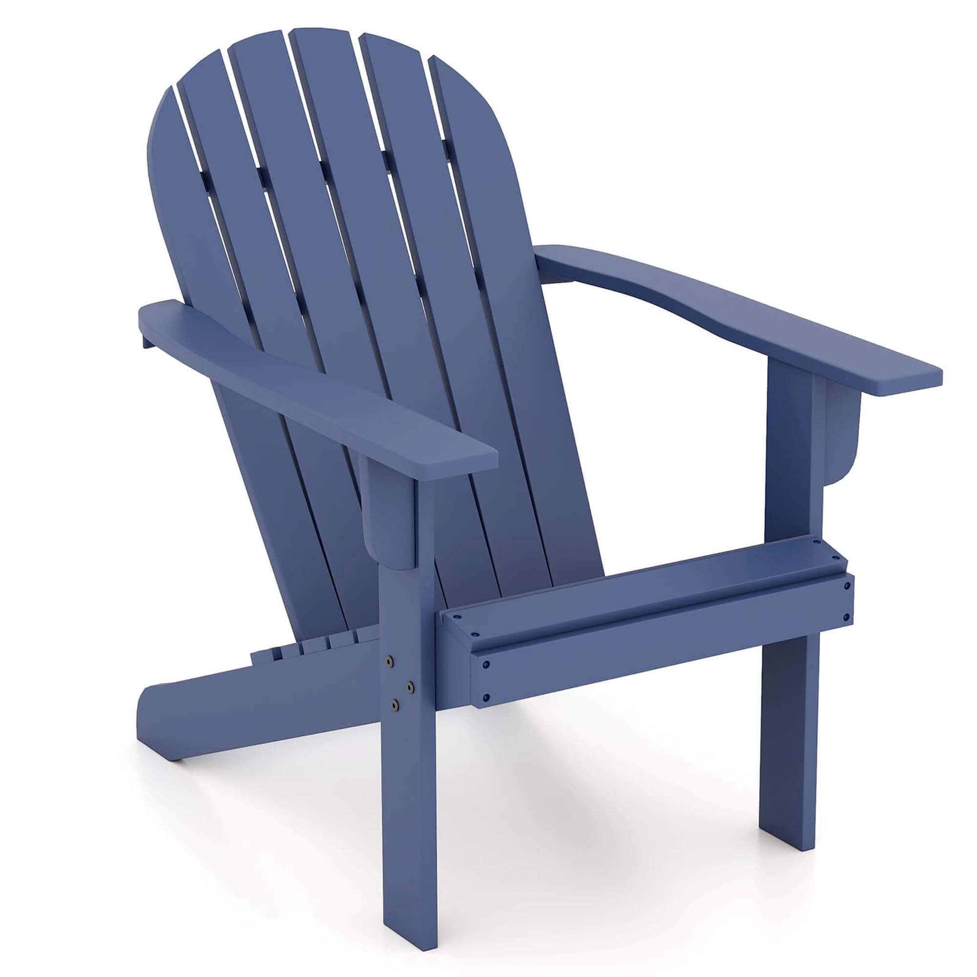 Front. Costway - Patio Adirondack Chair with Inclined Seat High Backrest & Wide Armrests - Blue.