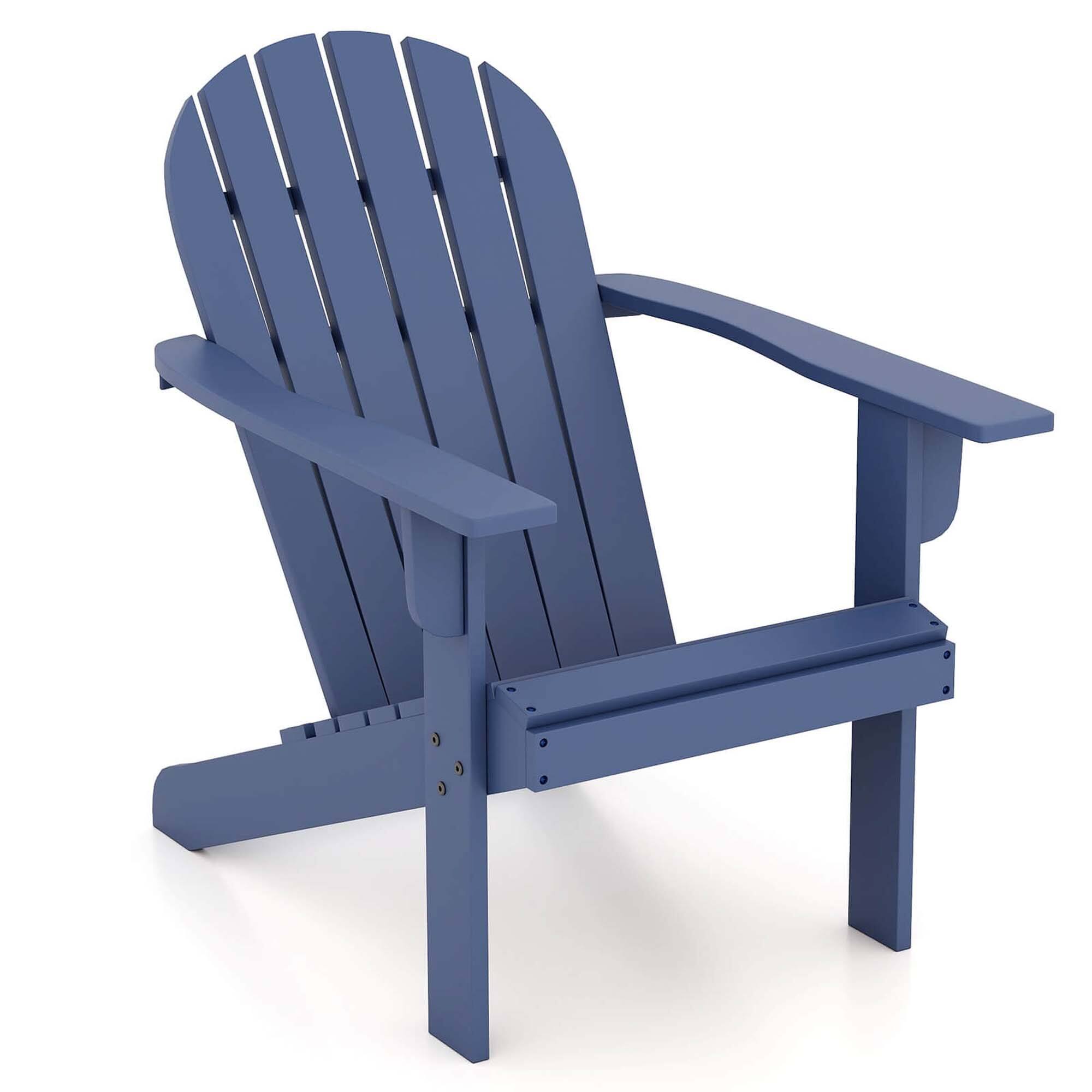 Front. Costway - Patio Adirondack Chair with Inclined Seat High Backrest & Wide Armrests - Blue.