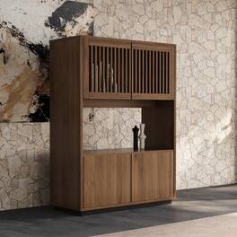 luck idea - 33.46" Storage Cabinet & Decorative Cabinet, Suitable for Multiple Scenarios - Walnut color