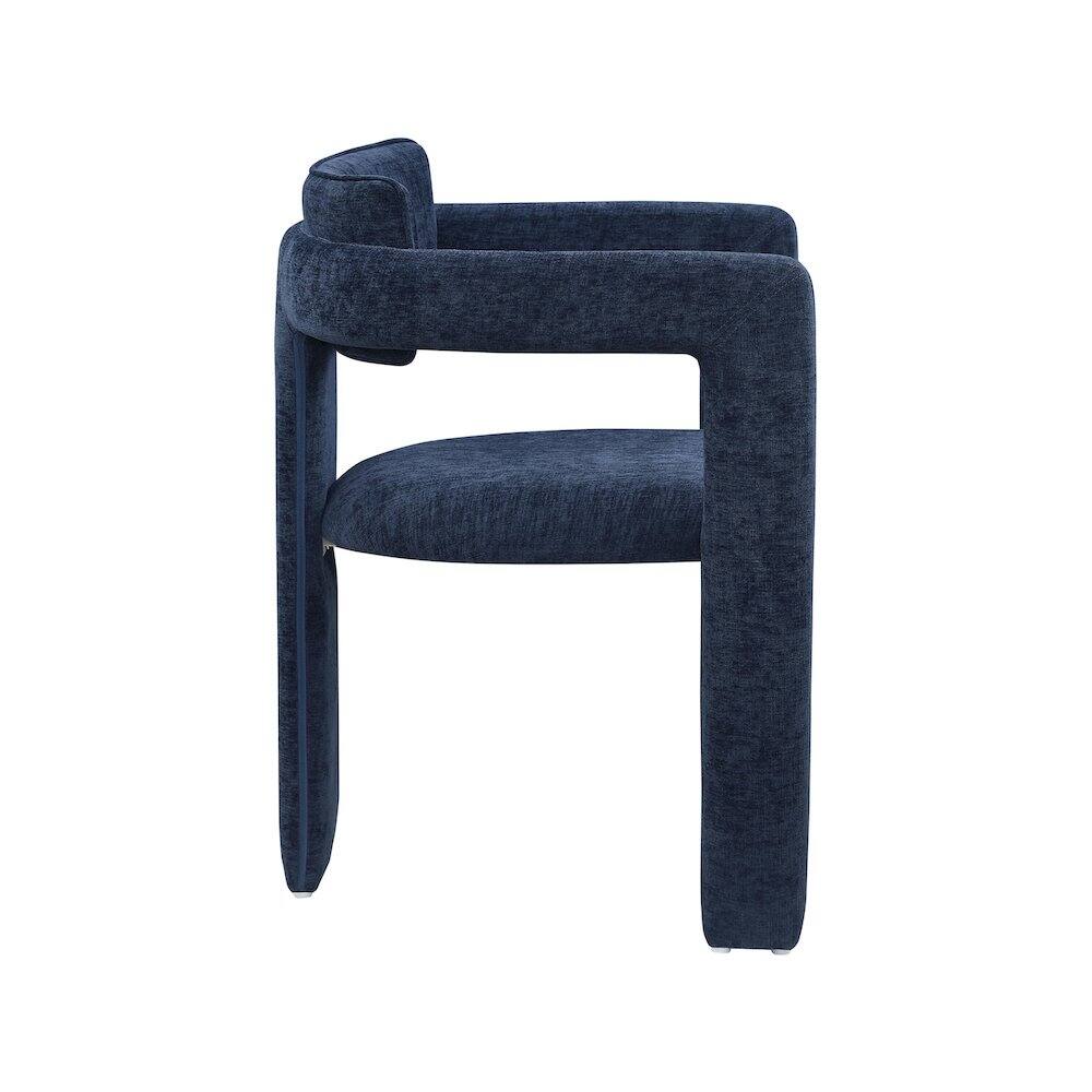 Alt View 3. Meridian Furniture - Brenda Navy Chenille Fabric Dining Chair, Set of 2 - Blue.