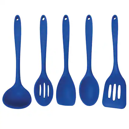 Front. Better Houseware - Better Houseware 3500/b 5-piece Silicone Cooking Utensils (blue) - blue.
