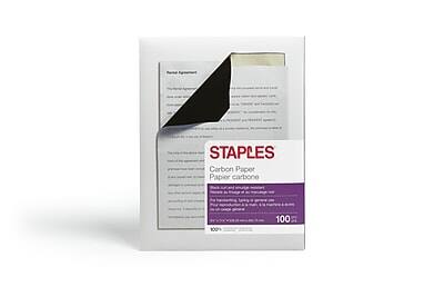 STAPLES  
Carbon Paper  
Papier carbone  

100%  
100 sheets
