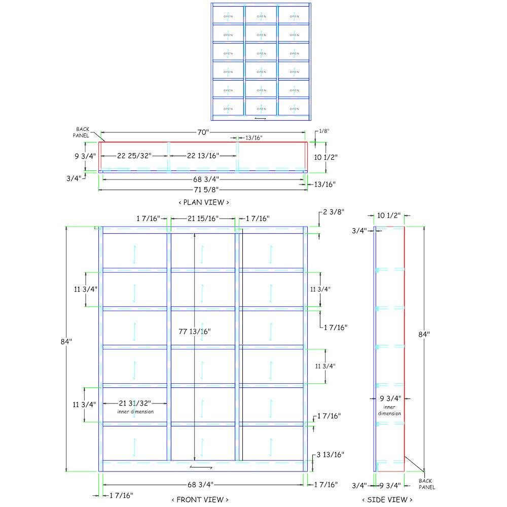 Sure, here is the corrected and grouped text from the image:

---

**OTE 20**

**DIES MIES**

**BACK PANEL**

- 70" 
- 13/16" 
- 9 3/4" 
- 22 25/32" 
- 22 13/16" 
- 10 1/2" 
- 3/4" 
- 68 3/4" 
- 71 5/8" 
- 13/16" 
- 1 7/16" 
- 1 PLAN VIEW 
- 21 15/16" 
- 1 7/16" 
- 2 3/8 
- 3/4" 
- 10 1/2" 
- 11 3/4" 
- 11 3/4 
- 84 
- 77 13/16" 
- 1 7/16" 
- 84 
- 11 3/4 
- 11 3/4"