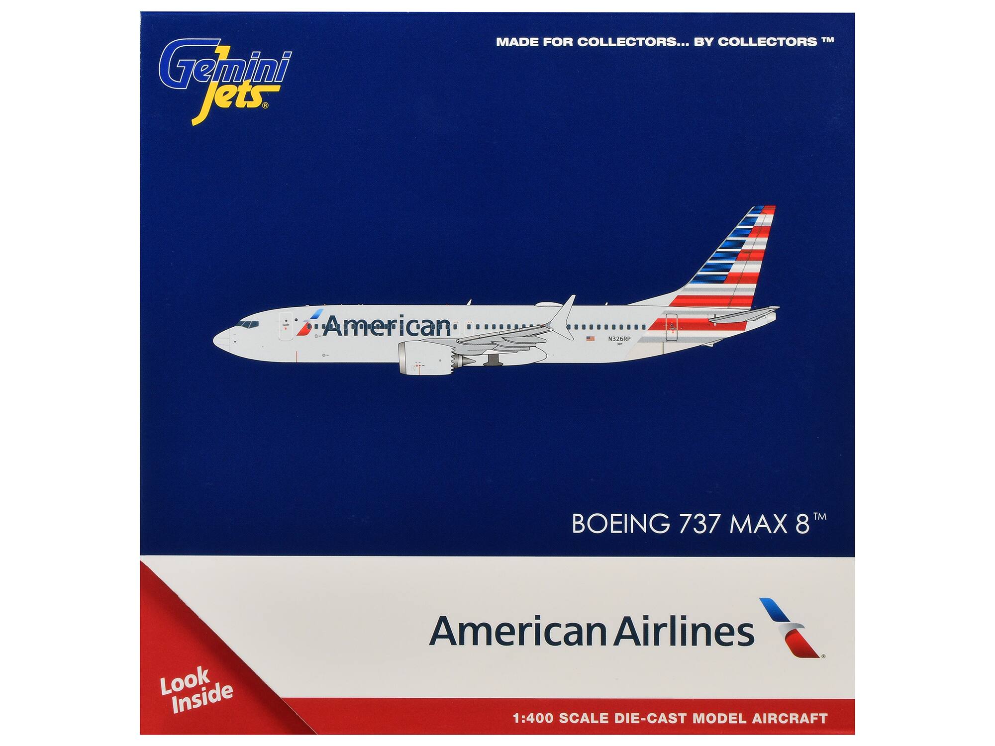 Gemini Jets. MADE FOR COLLECTORS... BY COLLECTORS™ American Airlines BOEING 737 MAX 8 Look Inside 1:400 SCALE DIE-CAST MODEL AIRCRAFT