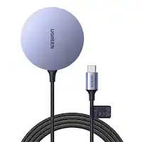 UGREEN - Magflow Magnetic Wireless Charger for iPhone 17/16/15/14/13/12 Series, MagSafe Compatible (No AC Adapter) - Black - Front_Zoom