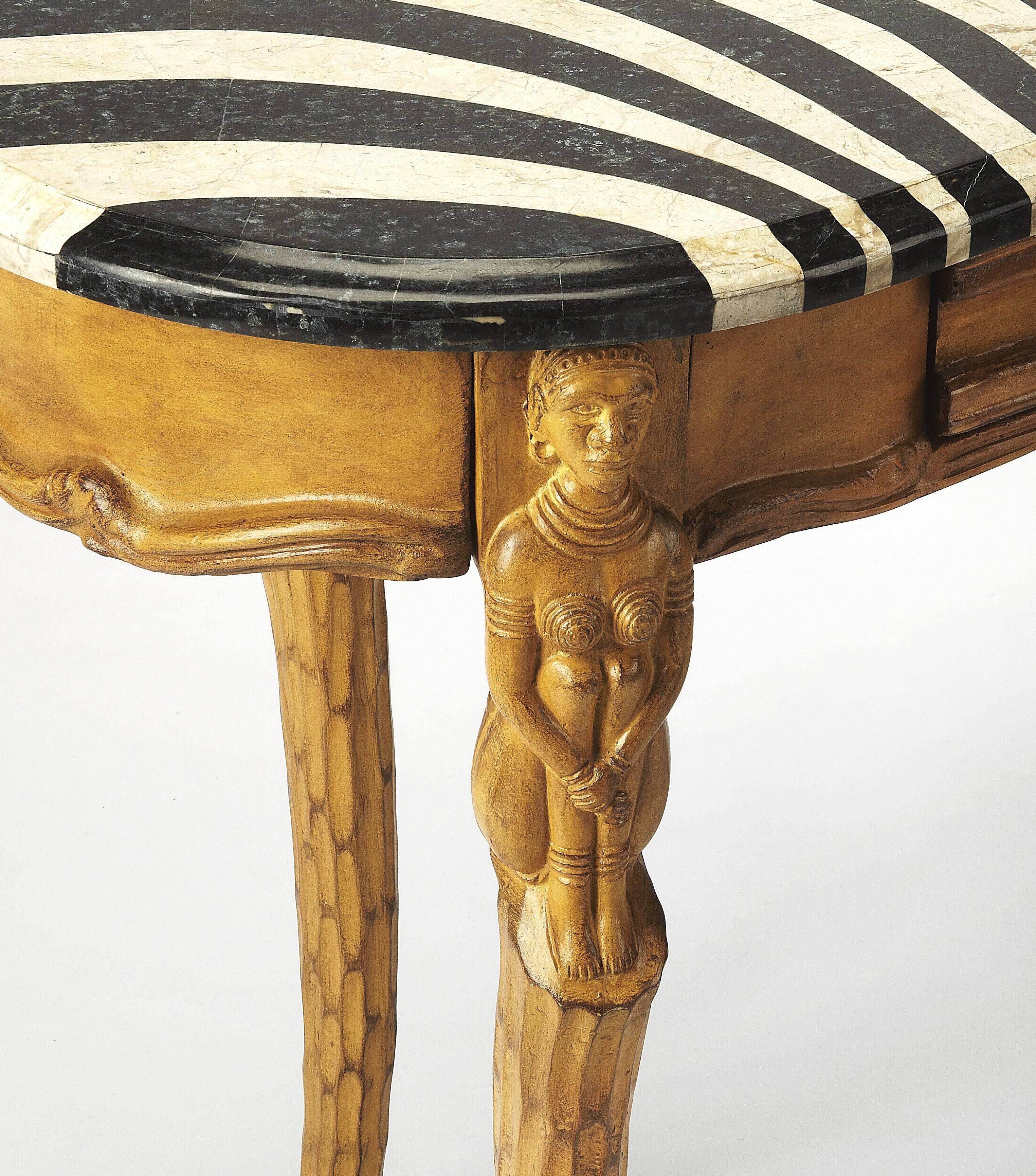 Alt View 2. Butler Specialty - Luisa 47.5 in. W Kidney Shape Fossil Stone and Wood 1 Drawer Writing Desk - Multi-Color.