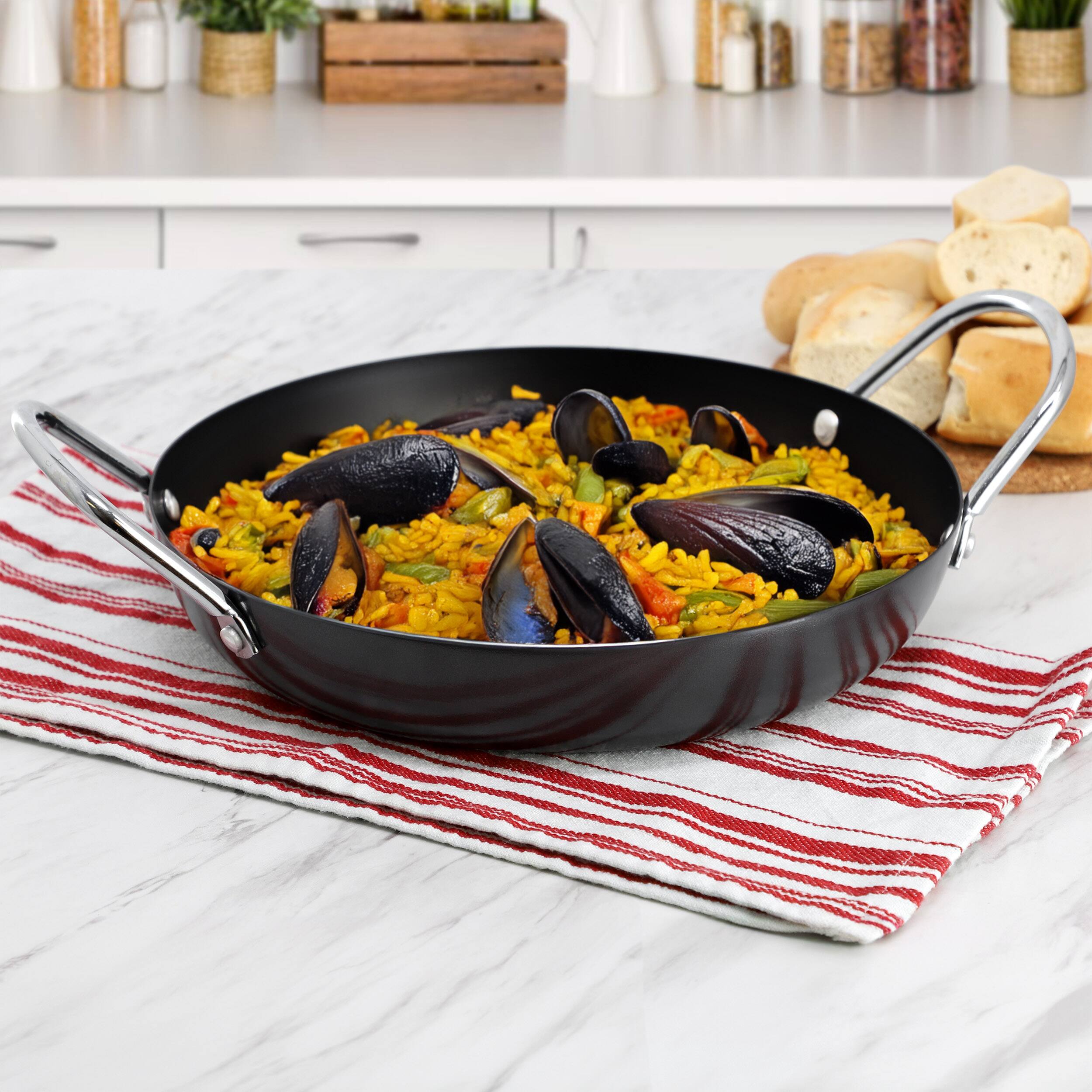 Alt View 3. Oster - Oster Smithfire 11 Inch Nonstick Carbon Steel Paella Pan in Dark Gray - Grey.