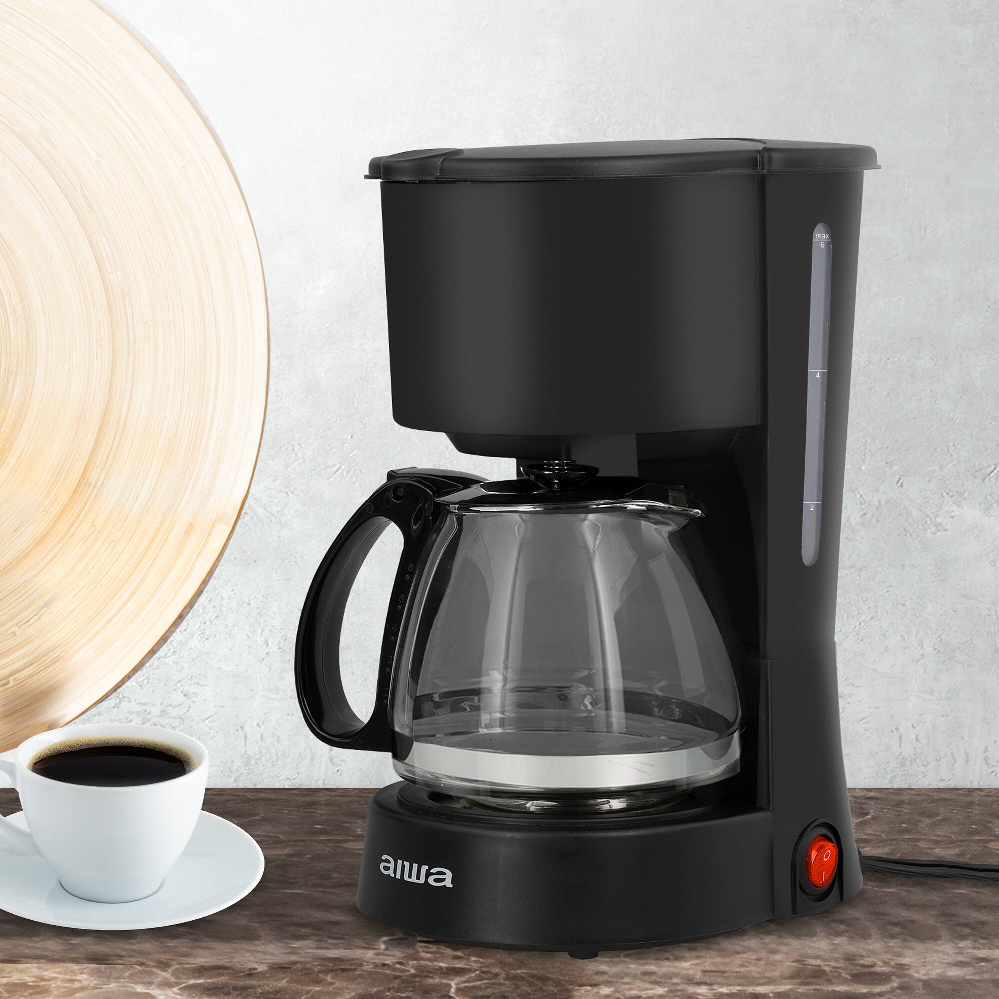 Alt View 3. Aiwa - Aiwa 6-Cup Compact Black Coffee Maker with Reusable Filter and Indicator Light,  22 fl. oz. - Black.