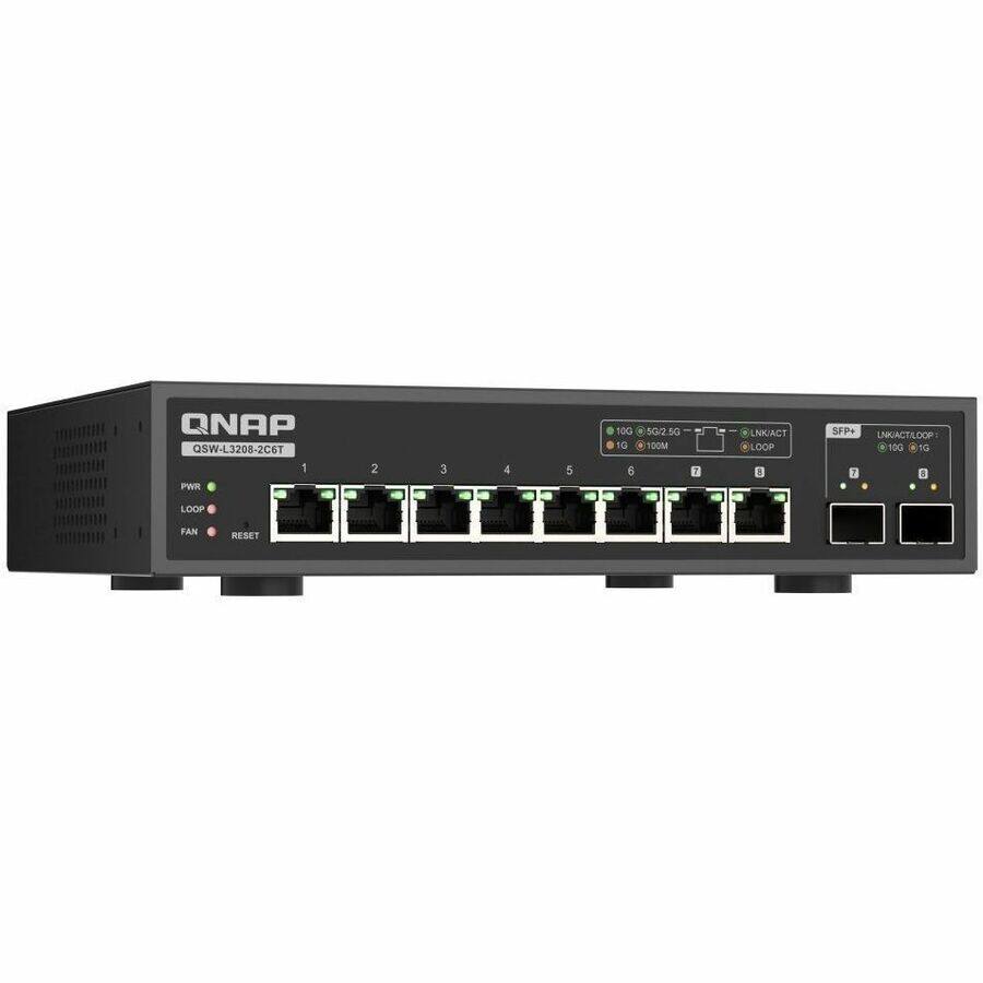 QNAP QSW-L3208-2C6T

1 PWR
2
3
4
5
10G 5G/2.5G 10 100M
6
7
4 LNK/ACT LOOP
SFP+ UNKIACTILOOP 10G G B
LOOP
FAN
RESET