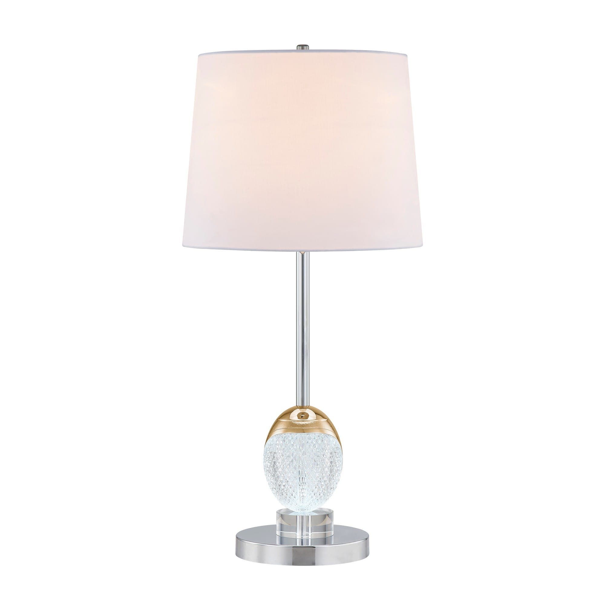 Manhattan Lane - 27 Inch Table Lamp, Tapered Drum Fabric Shade, Modern Metal Base - Nickel, Silver, White