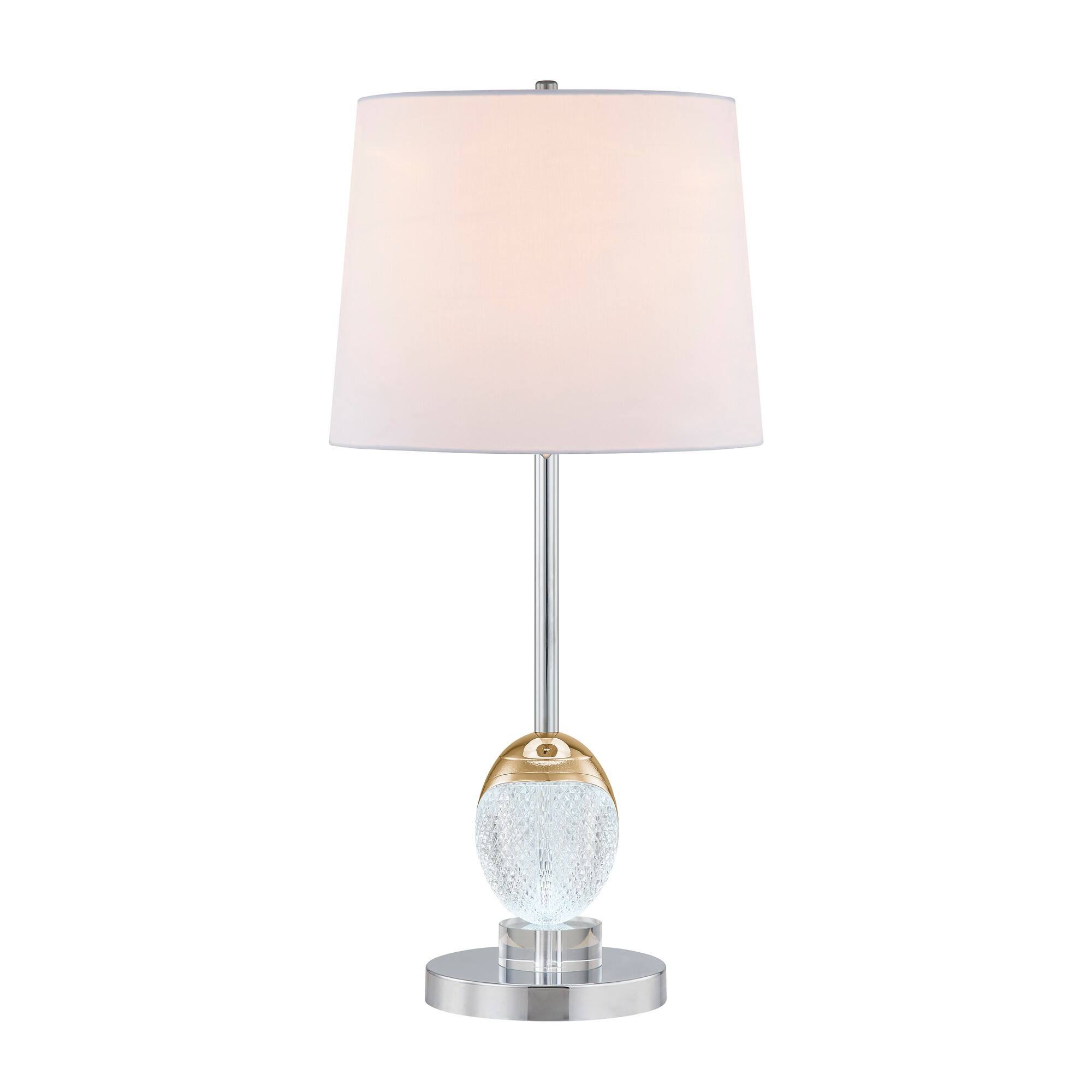 Front. Manhattan Lane - 27 Inch Table Lamp, Tapered Drum Fabric Shade, Modern Metal Base - Nickel, Silver, White.