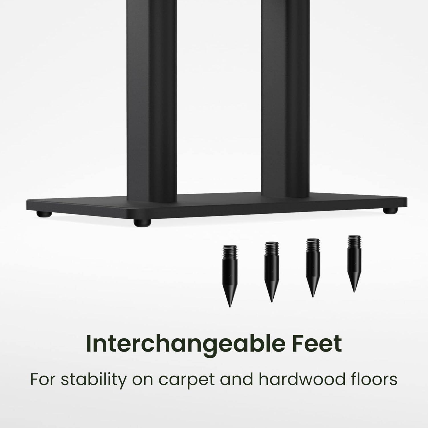 Interchangeable Feet  
For stability on carpet and hardwood floors