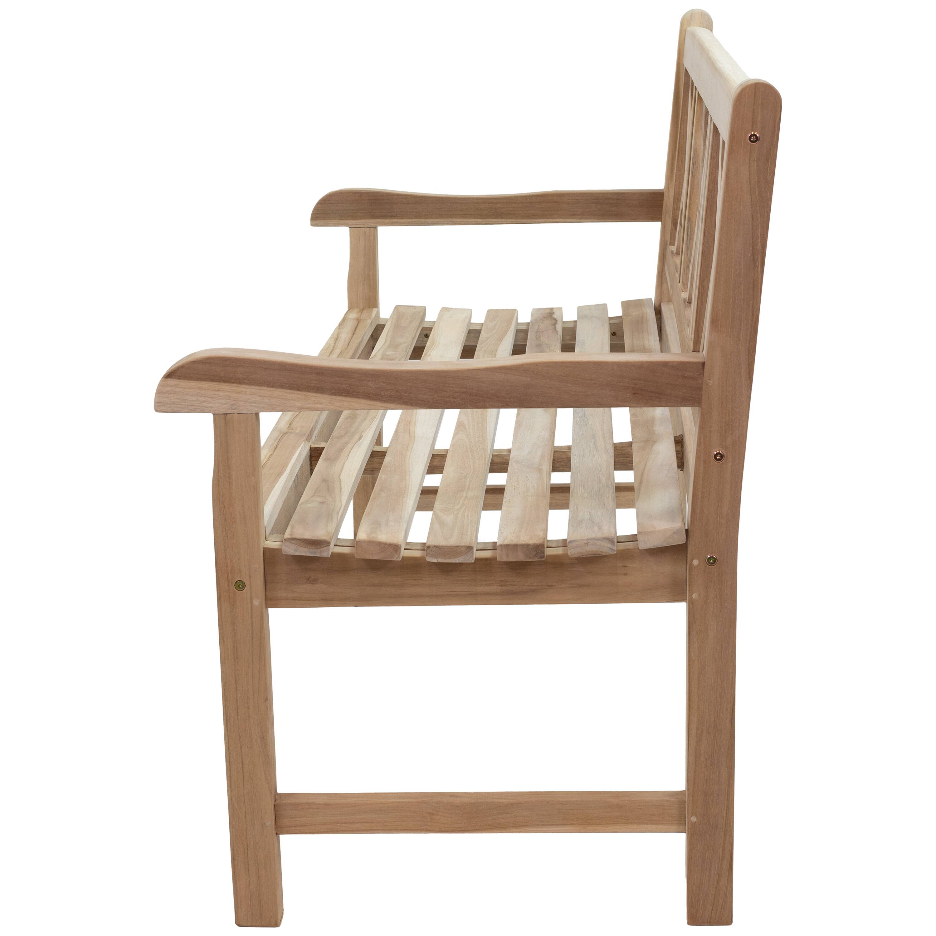 Alt View 10. Sunnydaze - 2-Person Wooden Teak Patio Garden Bench with Backrest - Brown.