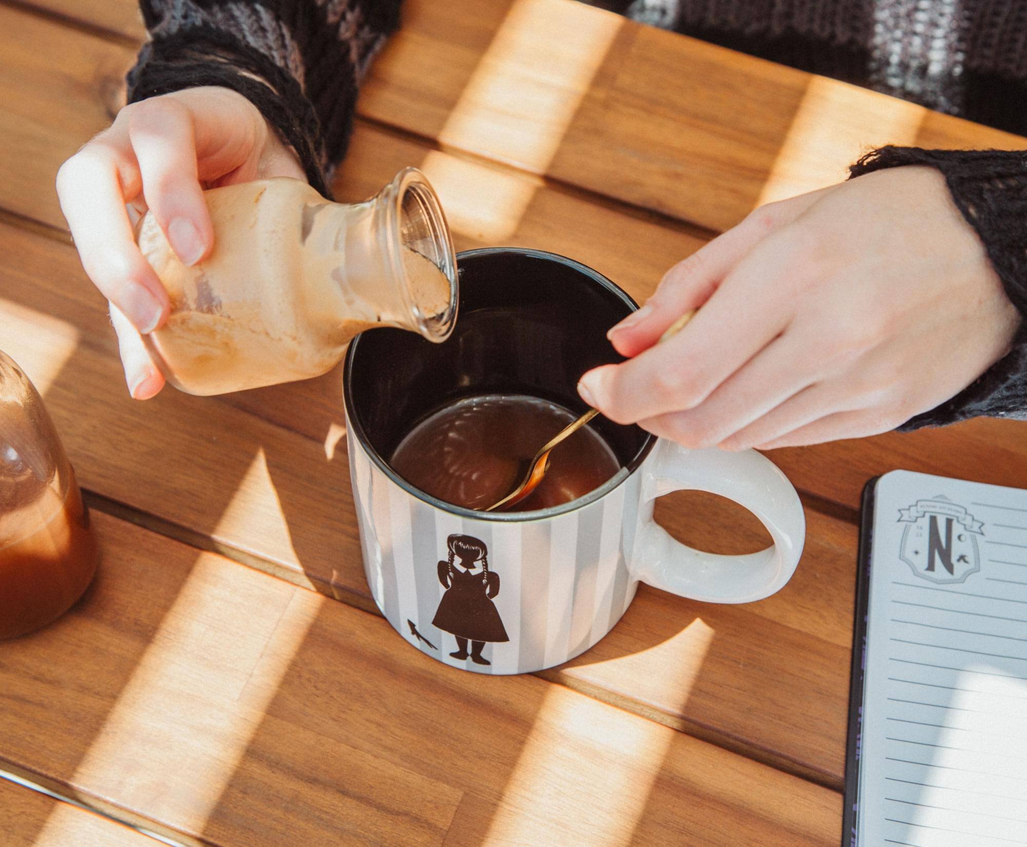 Alt View 5. Silver Buffalo - Addams Family Wednesday "On Wednesdays We Wear Black" Ceramic Mug | 20 Ounces - White.