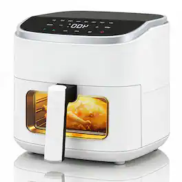 Sweet - 4QT Air Fryer with Visible Window, 8-In-1 Touchscreen Air Fryer with Nonstick Dishwasher Safe Basket - White