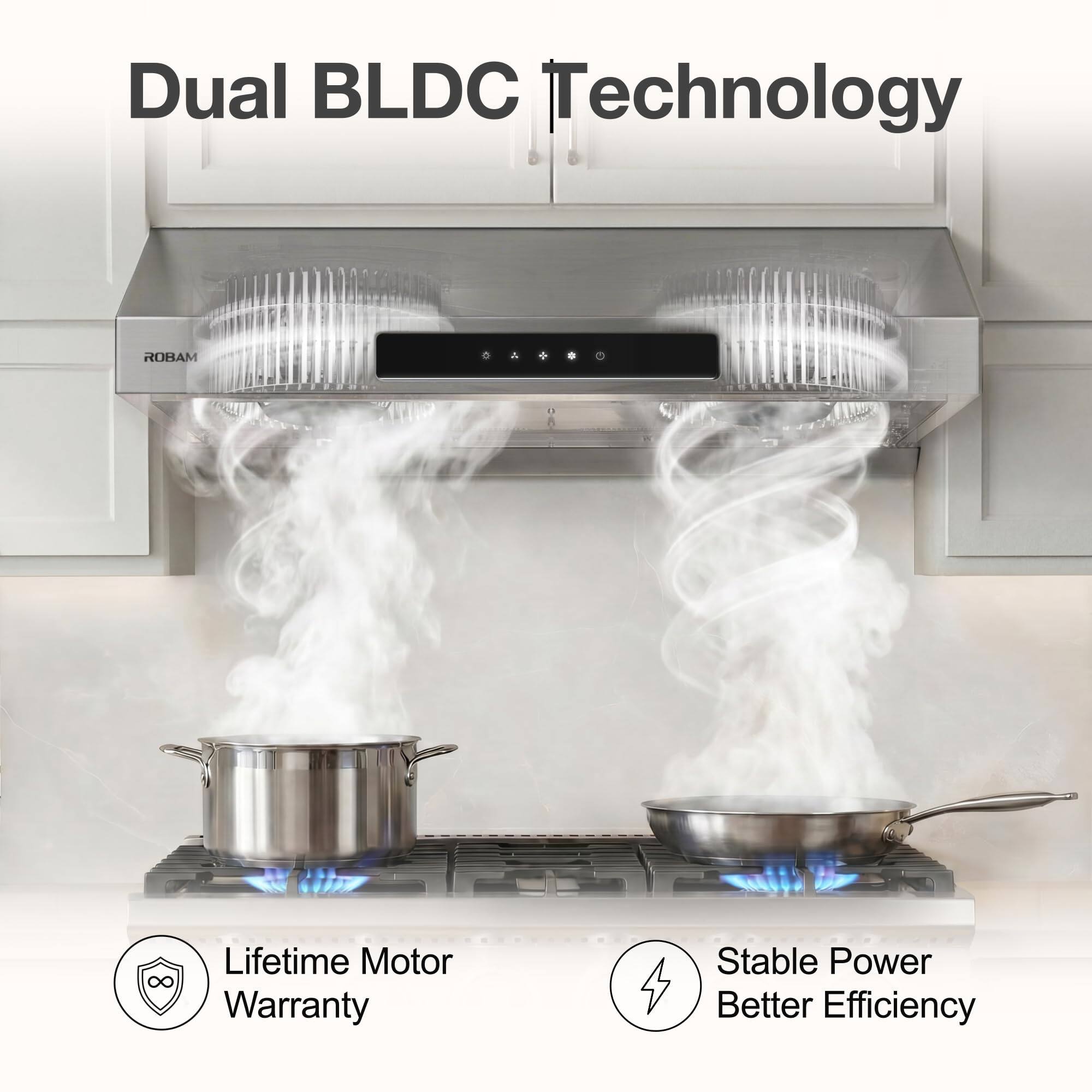 Dual BLDC Technology

ROBAM

Lifetime Motor Warranty

Stable Power Better Efficiency