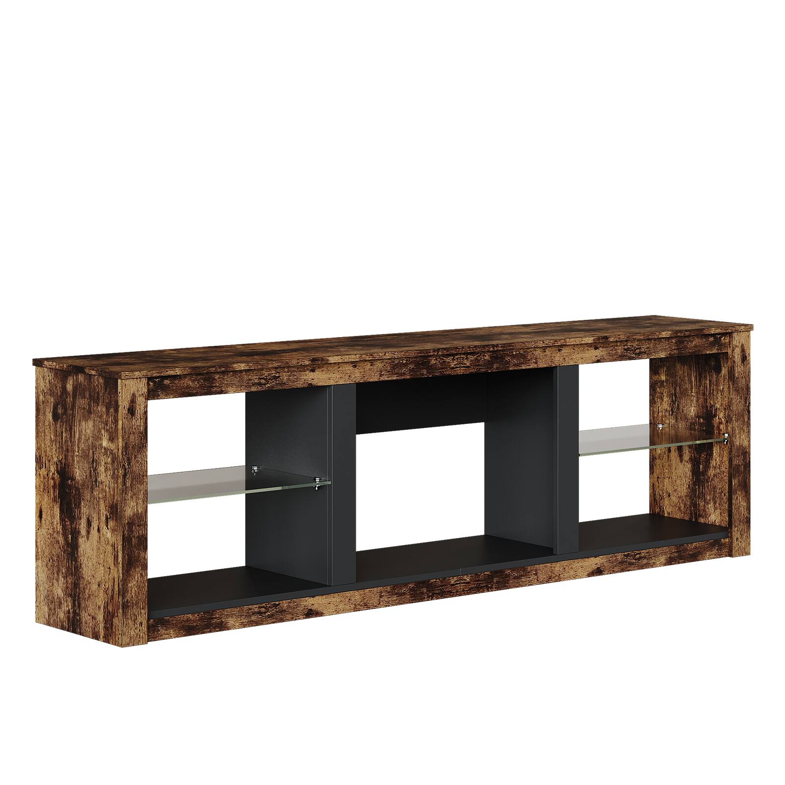 Alt View 6. Bestier - Bestier - 70" TV Stand with LED Lights and Glass Shelves for TVs up to 75" - Brown.