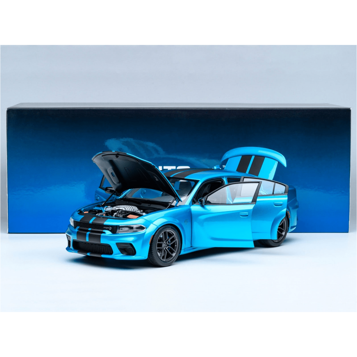 Alt View 9. Autoart - Dodge Charger SRT Hellcat Redeye B5 Blue Metallic w/ Carbon Stripes 1/18 Car Model by Autoart.