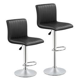 Gymax - Bar Stools Set of 2 Adjustable Swivel Barstools w/Back & Footrest for Kitchen - Black