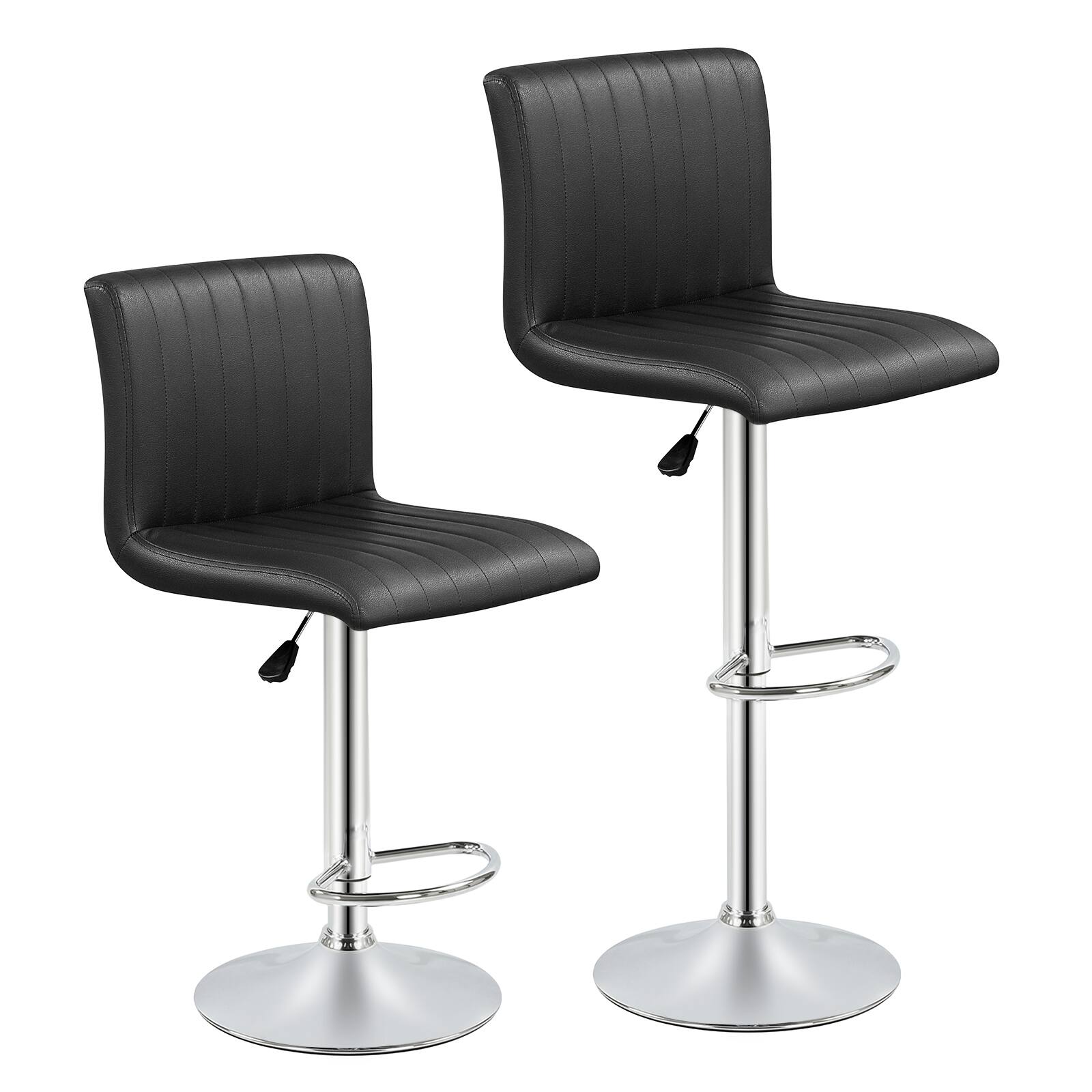 Alt View 9. Gymax - Gymax Bar Stools Set of 4 Adjustable Swivel Barstools w/Back & Footrest for Kitchen - Black.
