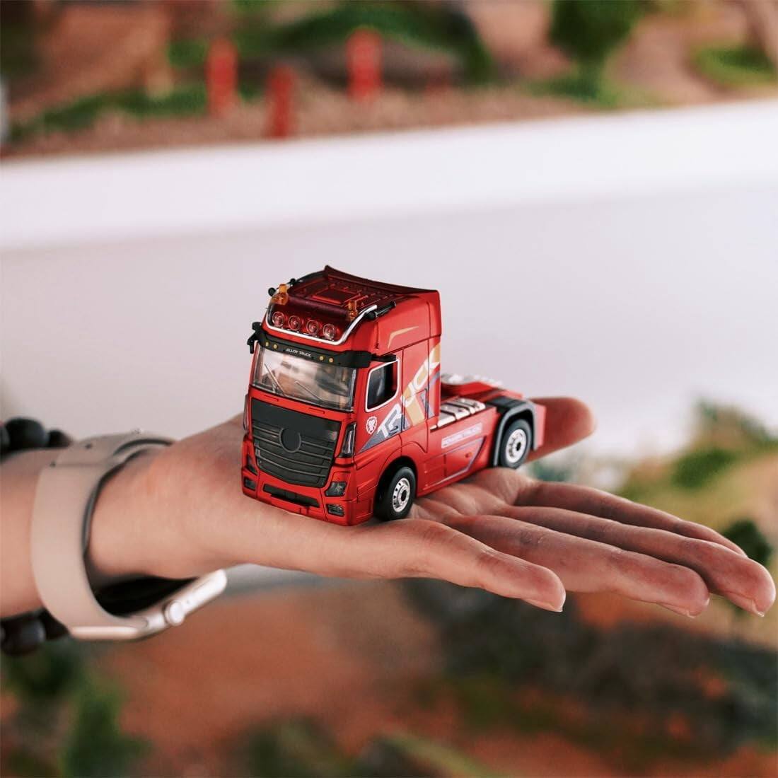 Alt View 2. Topteng - 1/64 Container RC Truck–2.4G,4WD,Proportional Steering,Detachable Trailer,Lights&Sounds,22 Min, Fit for Kids & Hobbyists - Red.